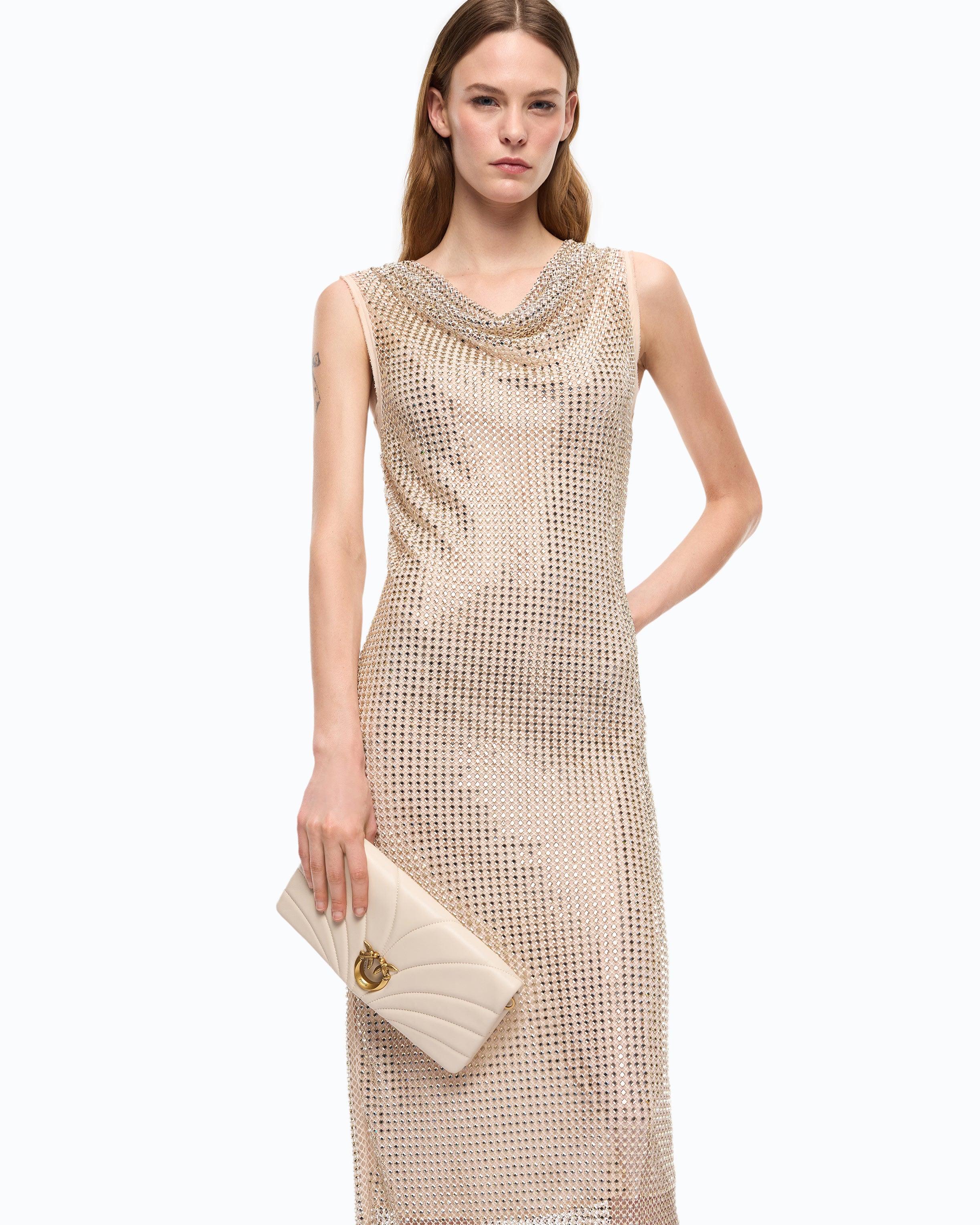 pinko gold dress PINKO Gold Laminate Dress