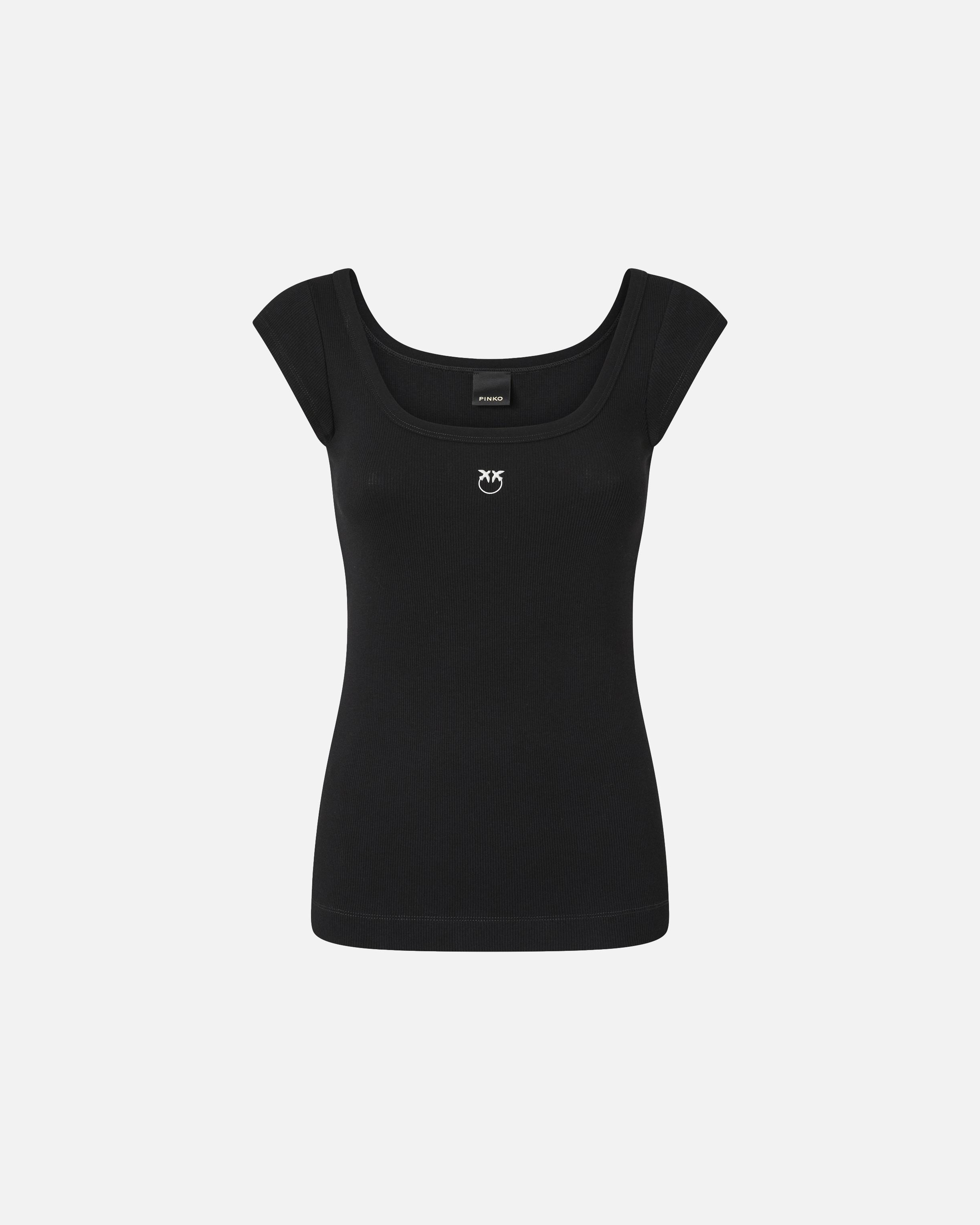 PINKO 売れ筋商品|||ピンコ Tシャツ トップス レディース Tank tops Orange Pinko women's cotton T-shirt with embroidered logo