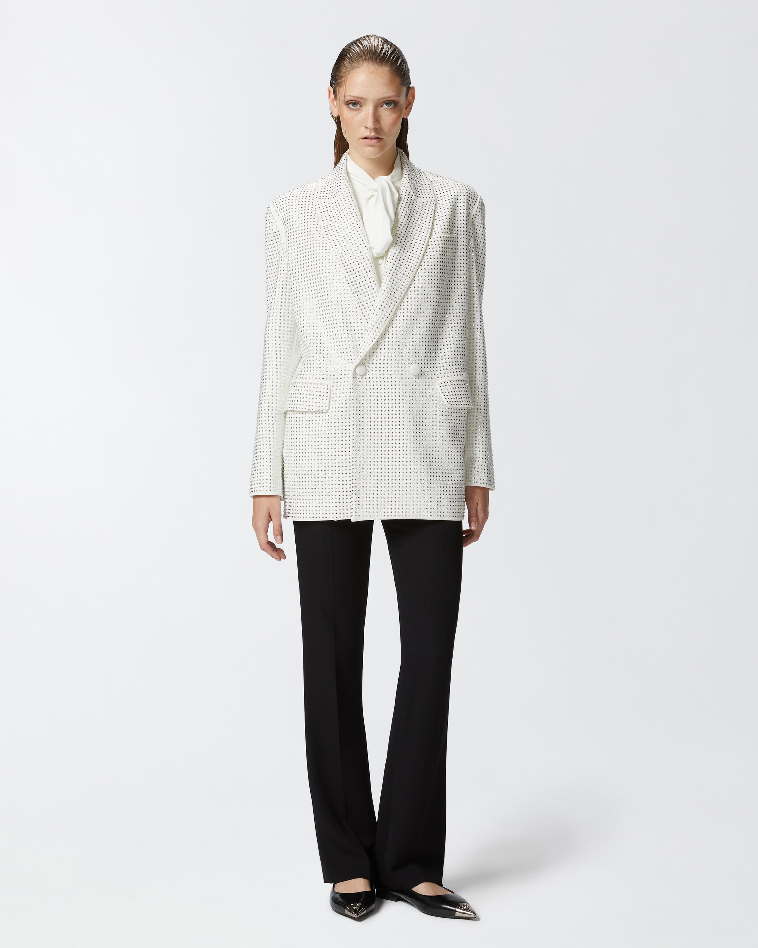 Pinko White Blazer With Rhinestone Appliqués | Lyst
