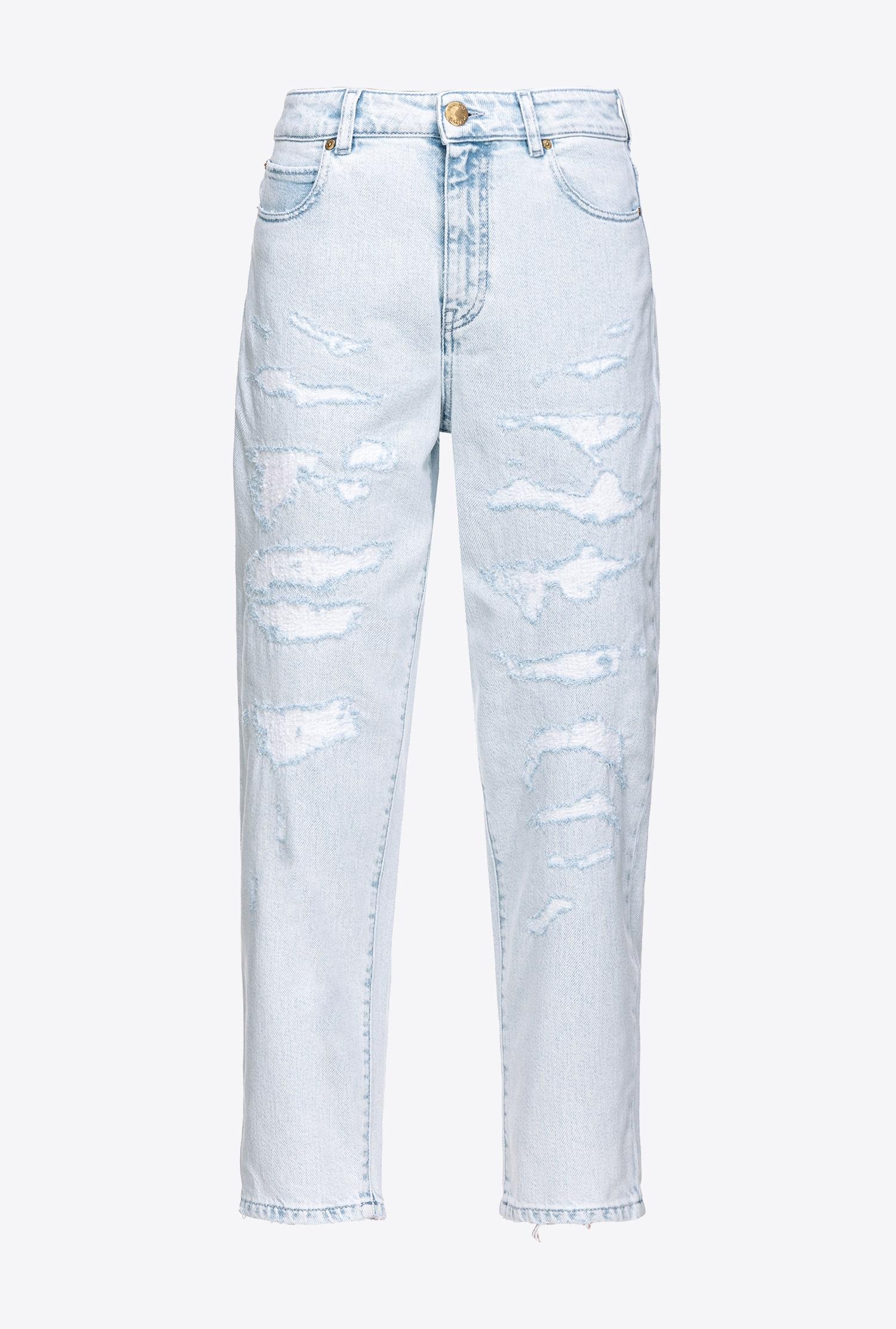 Pinko Light-coloured Mom-fit Jeans With Rips in Blue | Lyst