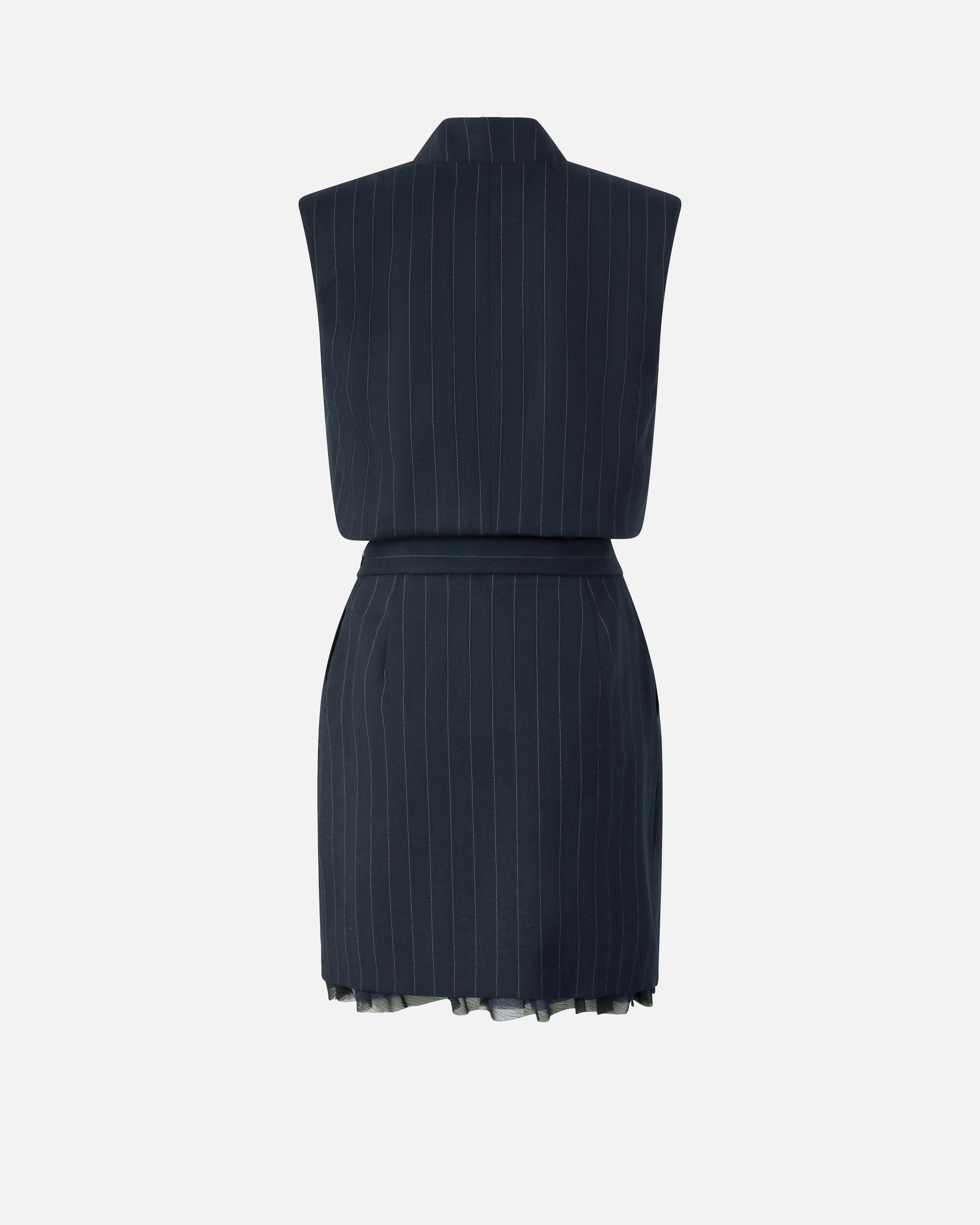Blue Velvet Dress Zara Vestito Blu Corto Designer Pinstripe