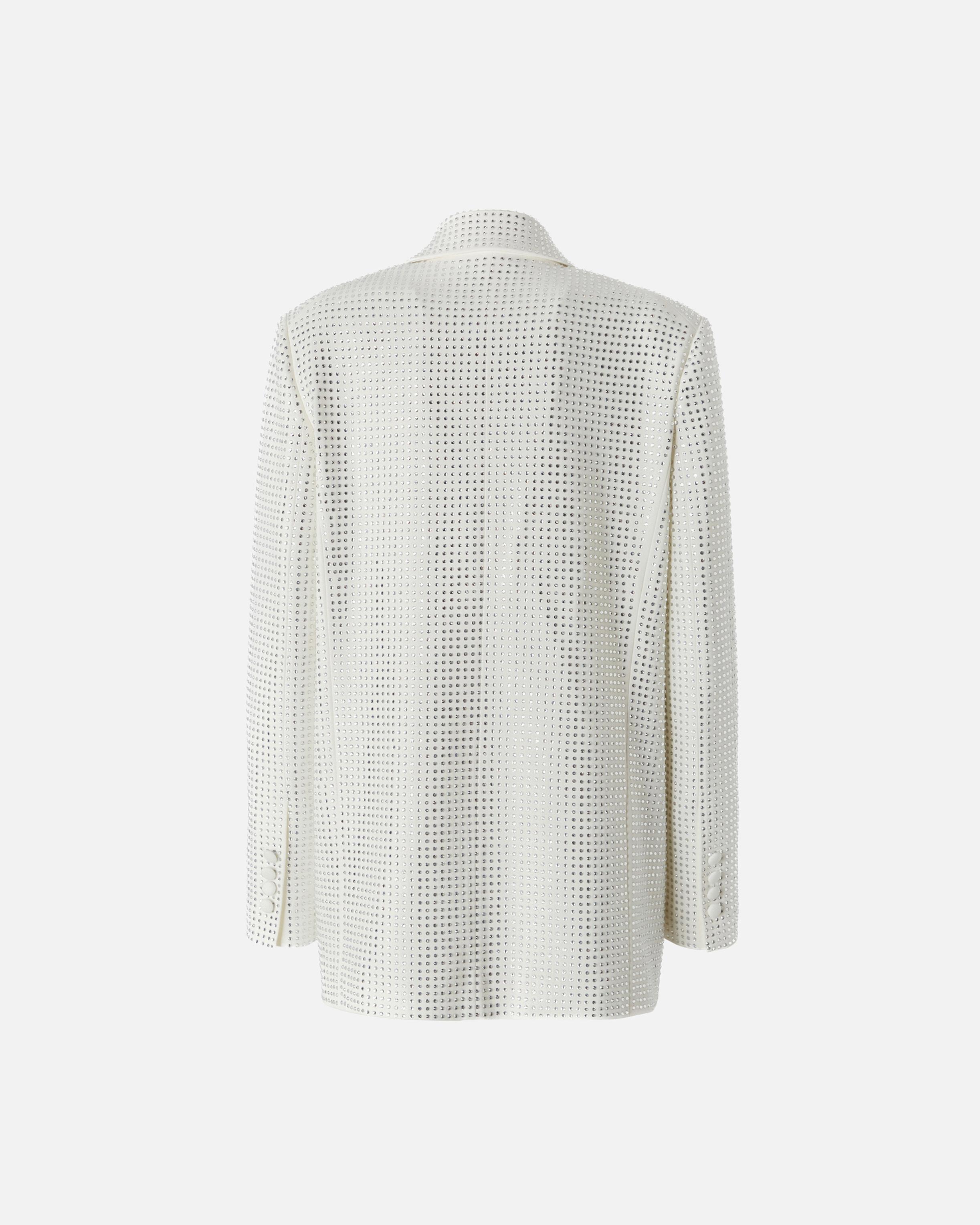 アウターその他 PINKO Woman Blazer White 104818A0IM Z07 Pinko White Blazer With Rhinestone Appliqués | Lyst
