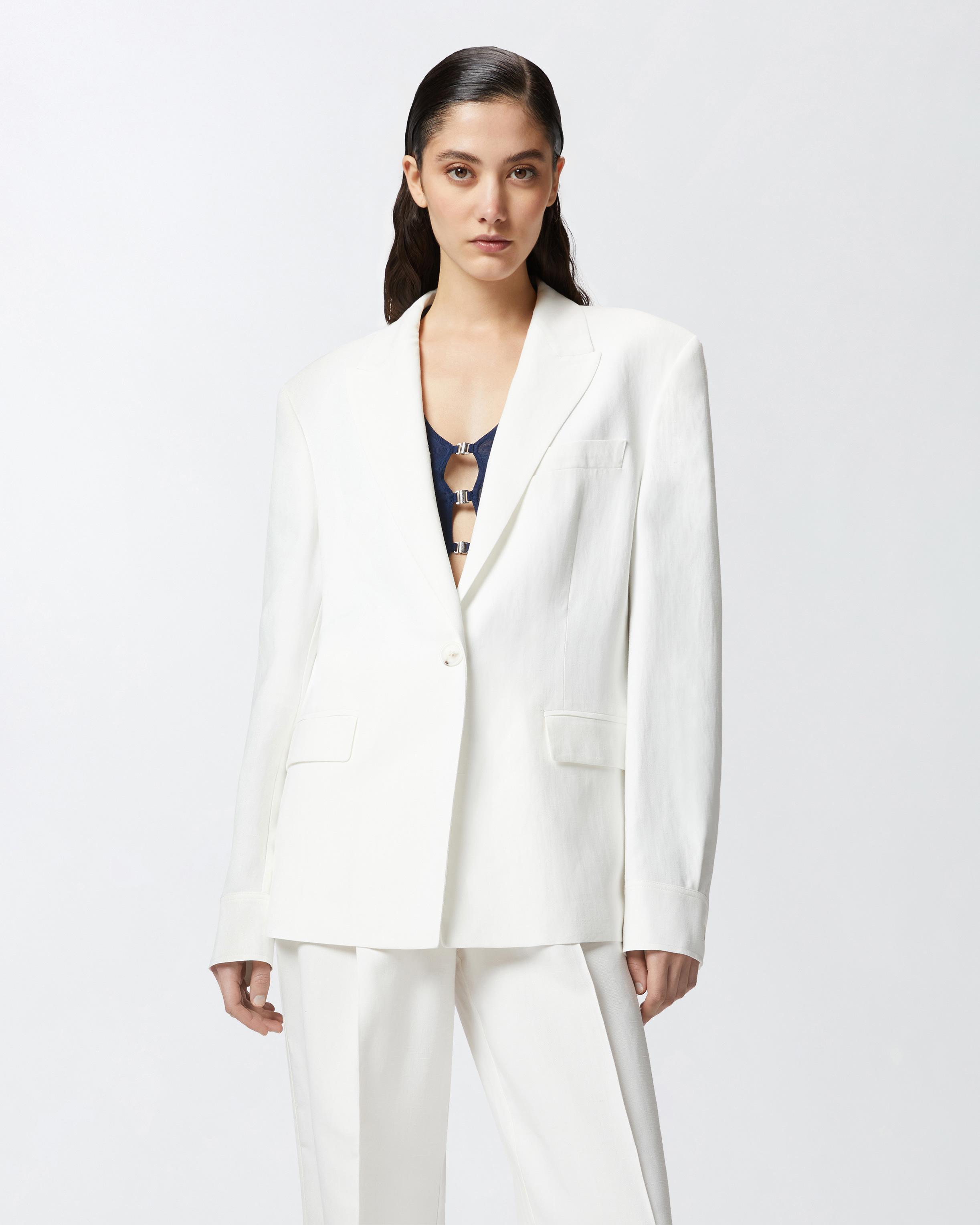 アウターその他 PINKO Woman Blazer White 100256A0HM Z05 Pinko Single-breasted Blazer With Rear Strap in White | Lyst