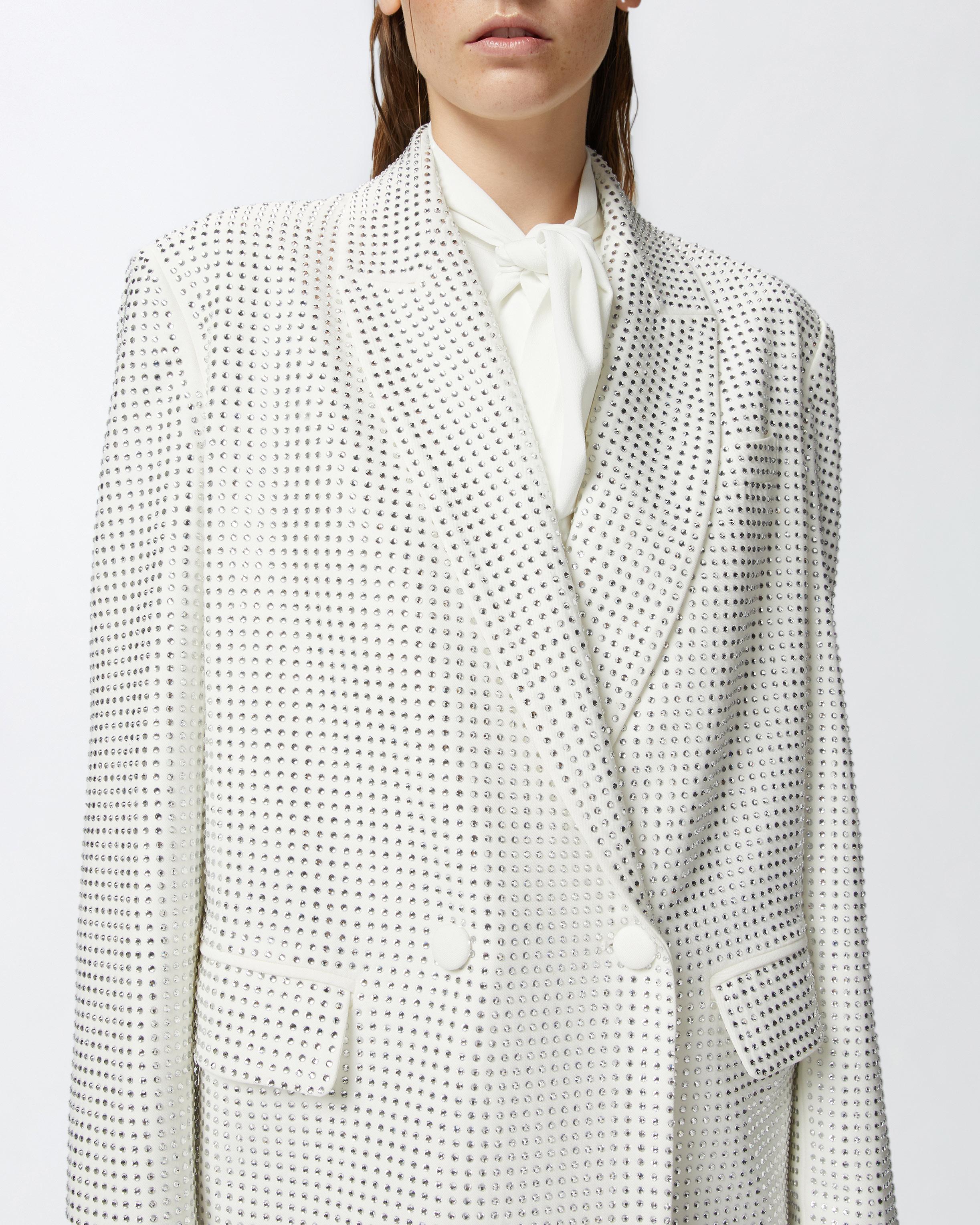 アウターその他 PINKO Woman Blazer White 105057A0IM Z07 Pinko White Blazer With Rhinestone Appliqués | Lyst