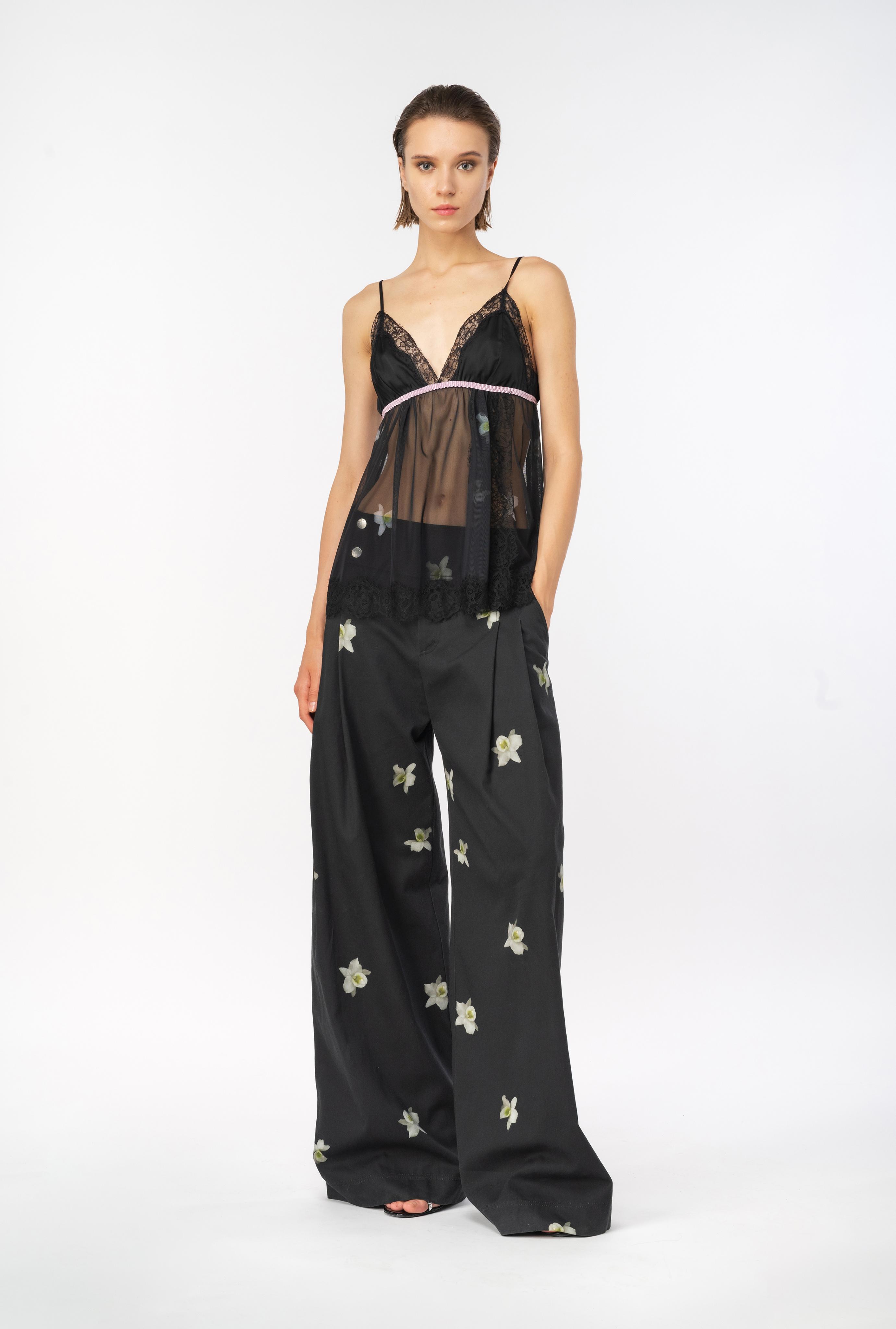 Pinko Reimagine Orchid-print Wide-leg Trousers By Patrick