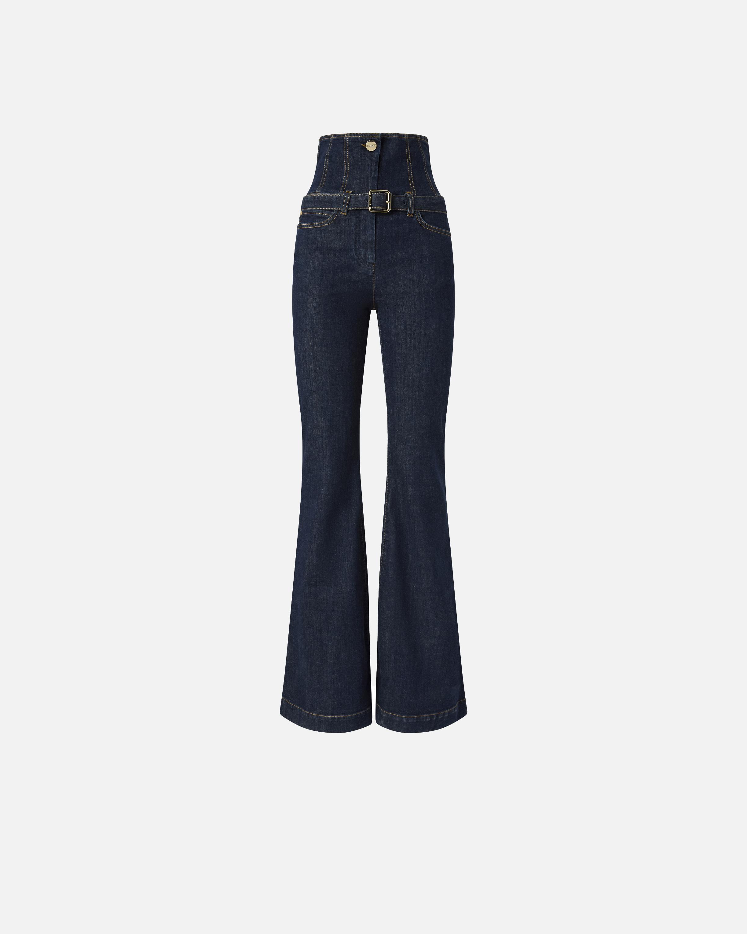 デニム・ジーパン PINKO Woman Jeans Denim 104607A2E1PJF PINKO WIDE-LEG VINTAGE BLUE DENIM JEANS | REVERSIBLE