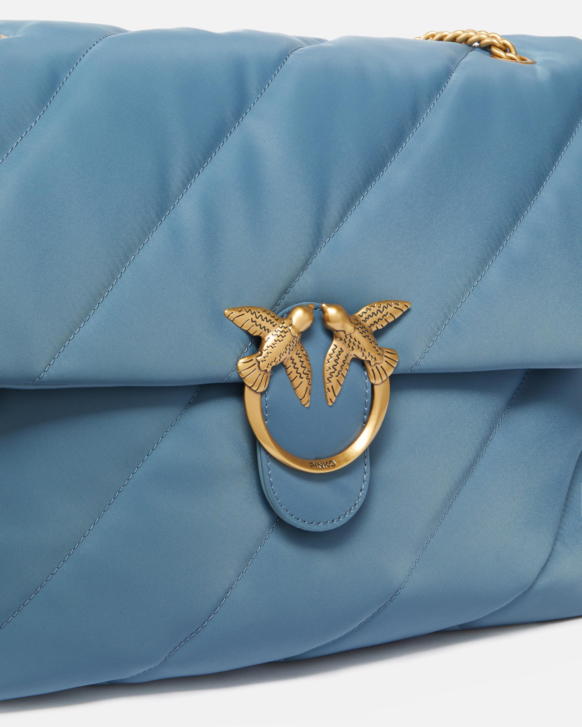 Pinko Large Quilted Recycled Fabric Love Bag in Blue | Lyst