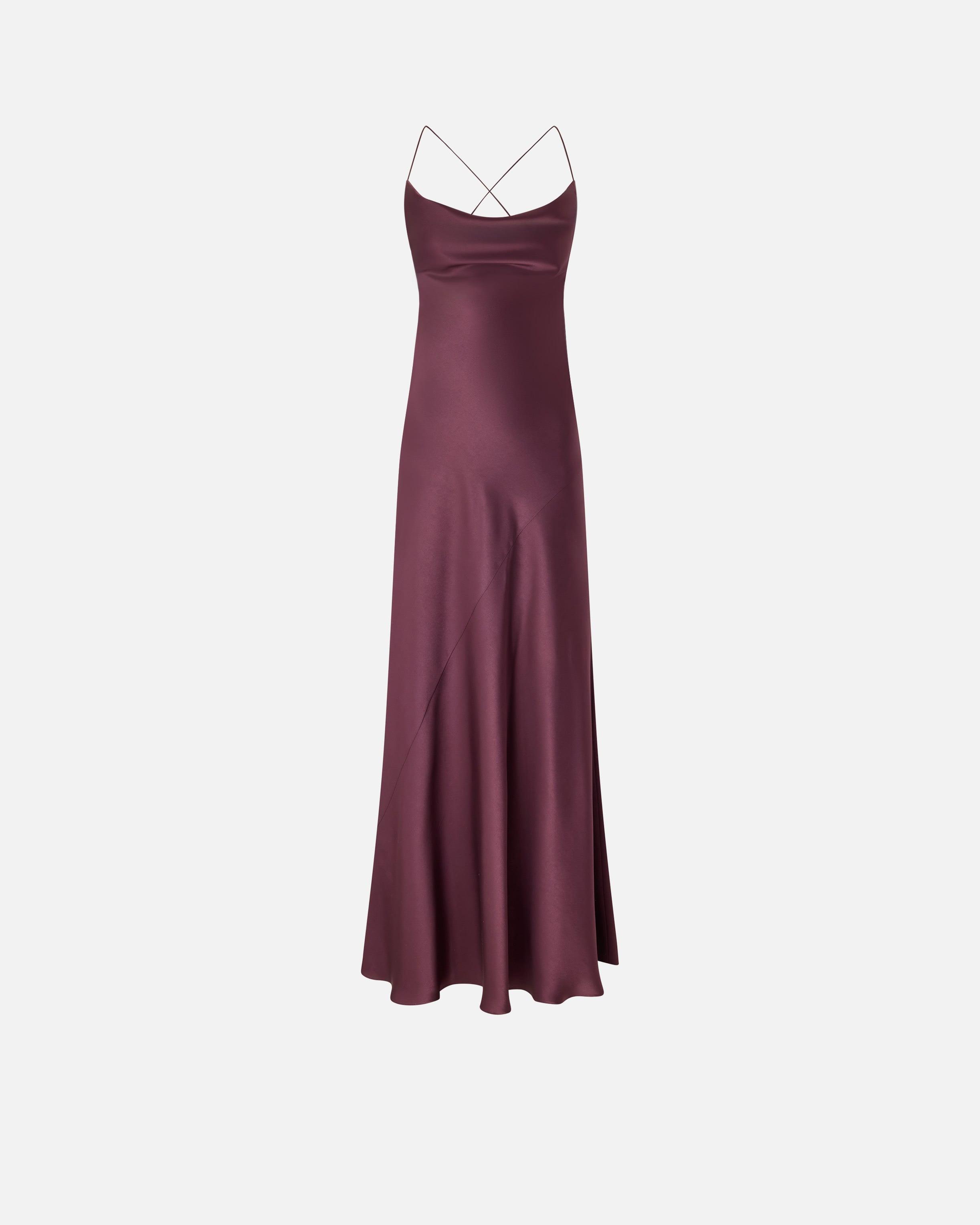 burgundy long tight dress Cecile Slip Dress in Satin Burgundy – motelrocks-com-us main image 1
