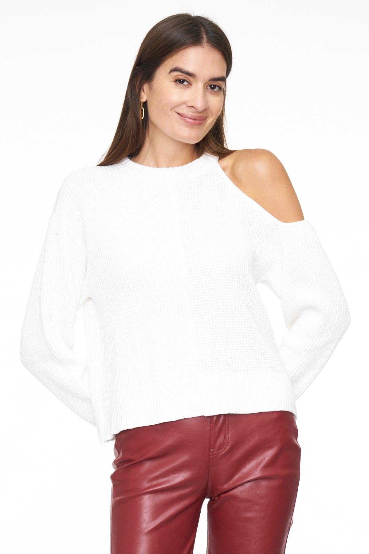 Pistola Eva Cold Shoulder Crew Neck Sweater in White Lyst