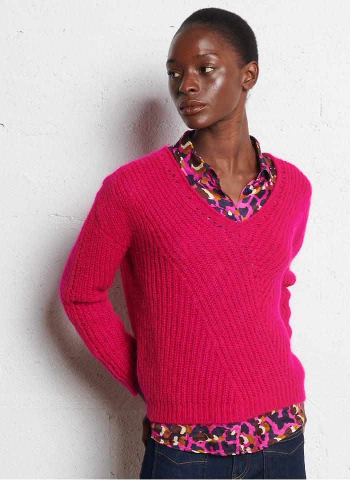 Col V Pull One Step Femme Torsades Tricot Pull Col RoulÃ© Femme