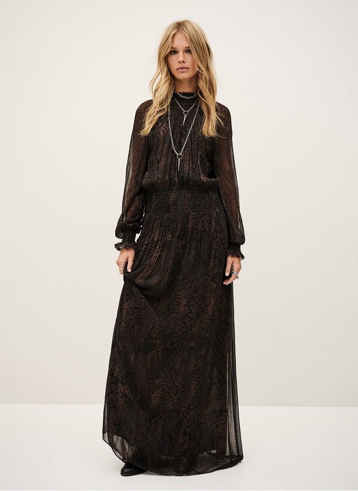 Robe Noir Robe ImprimÃ©e Manche Longue Boheme Chic Robe Longue