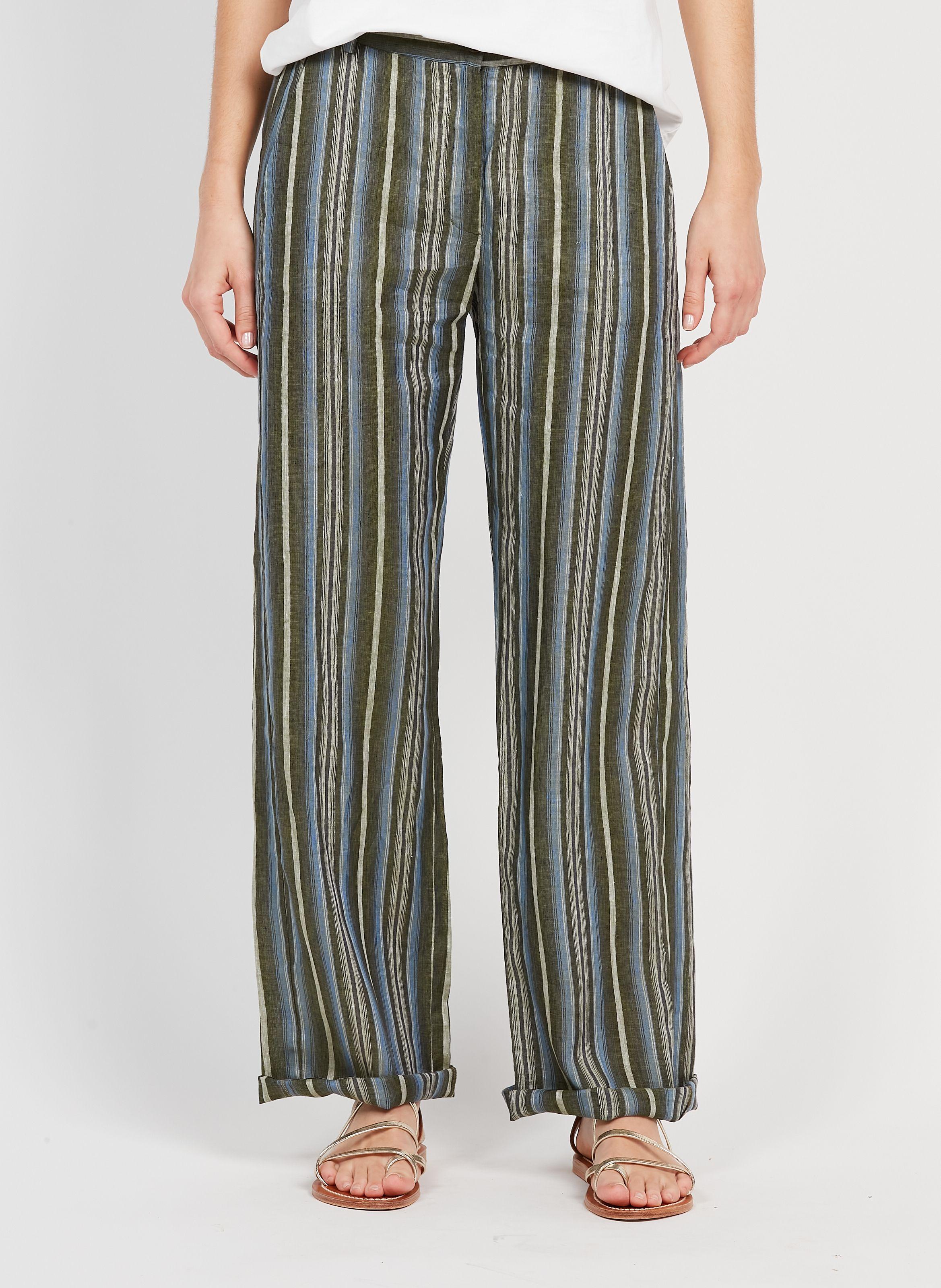 Pantalon large rayé en lin Diega en coloris Gris | Lyst