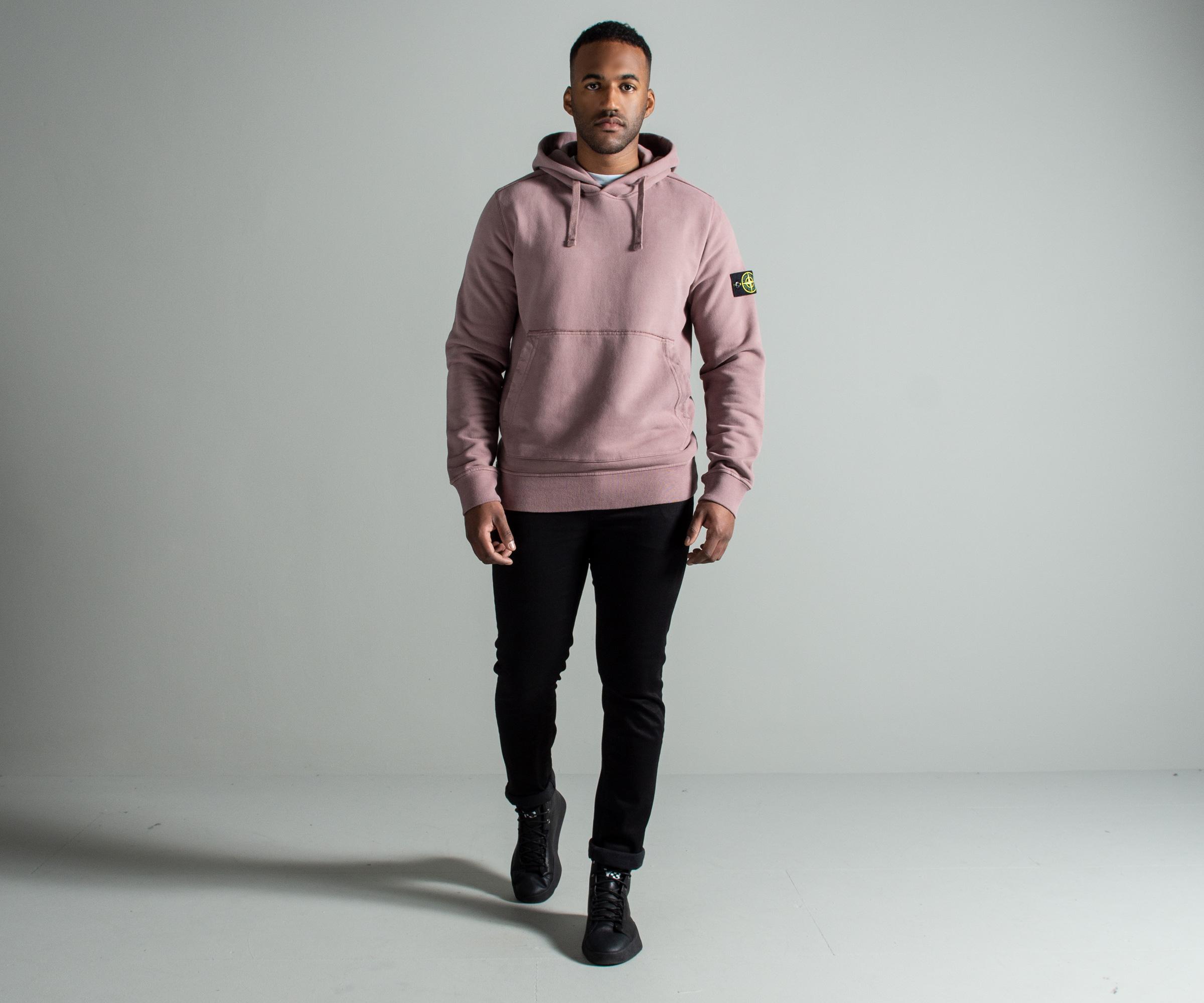 Stone Island Cotton-jersey Hoody Rose Quartz in Pink for Men | Lyst