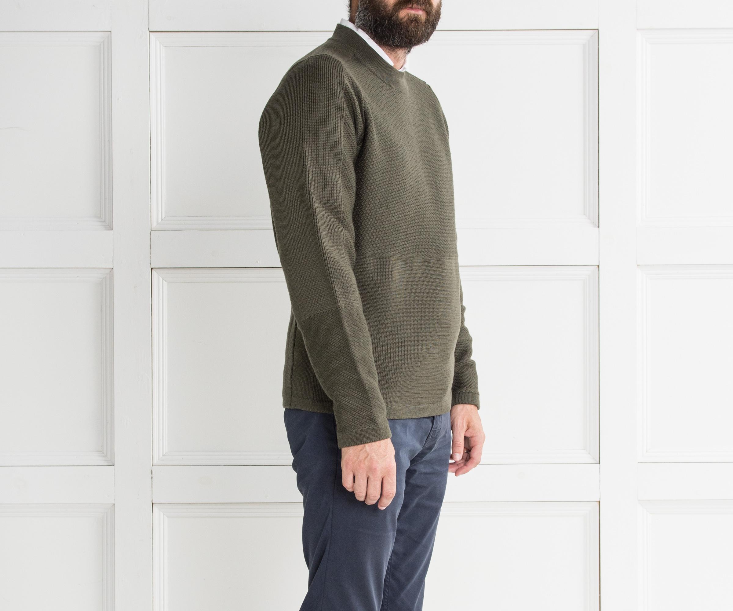 Stone Island Wool Ghost Piece Crew Neck Knit Military Green for Men - Lyst