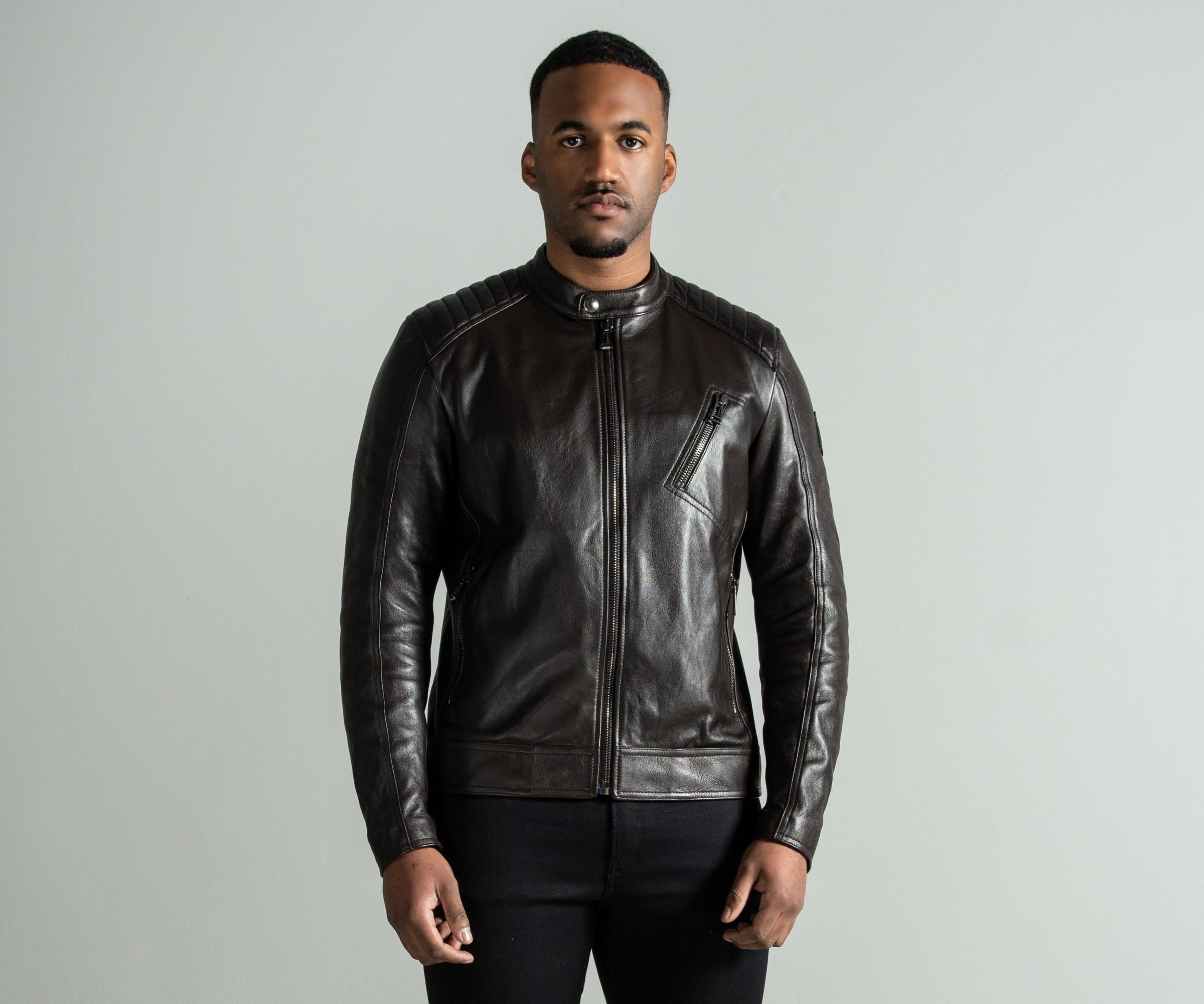 Belstaff Leather 'v-racer' Café Racer Jacket Dark Brown for Men | Lyst UK