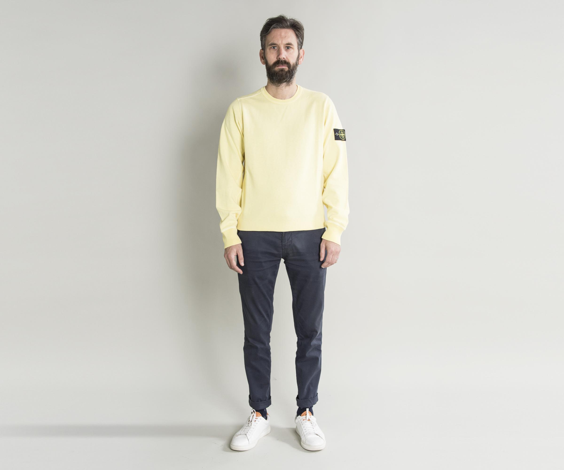 Stone Island Cotton Garment Dyed Lightweight Sweatshirt Washed Lemon for  Men - Lyst