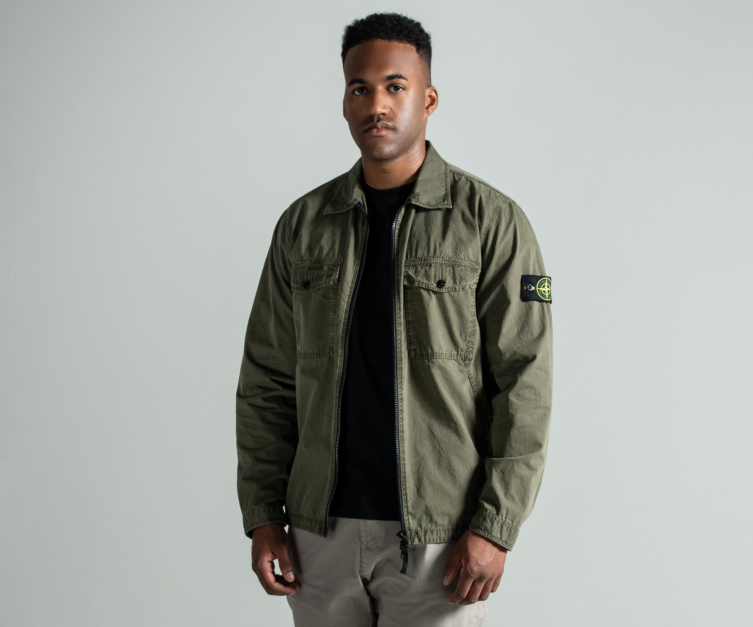 Stone Island Cotton 'old Effect' Overshirt Military Green for Men - Lyst
