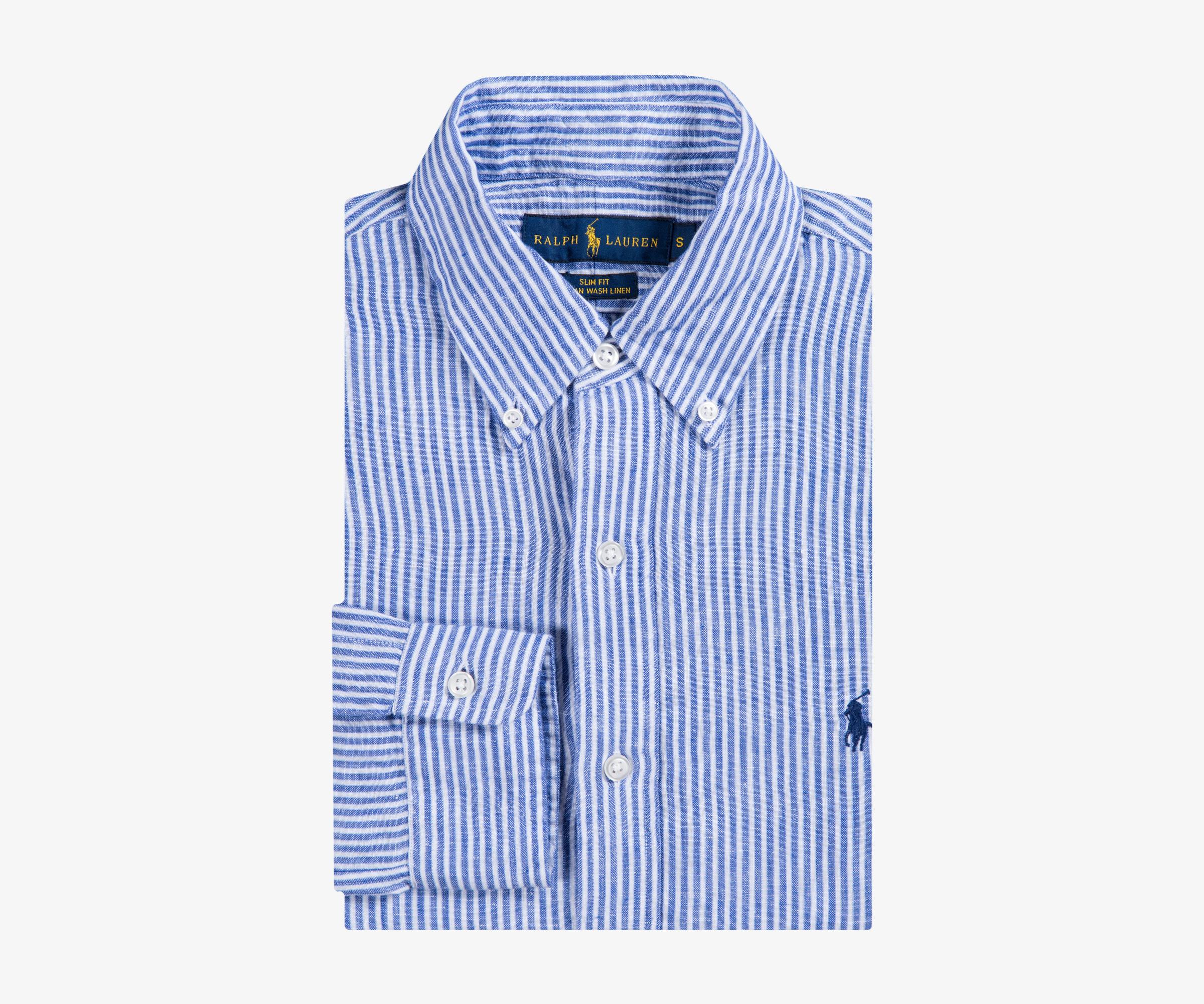 Ralph Lauren Linen Ocean Wash Striped Shirt Periwinkle/white in Blue ...