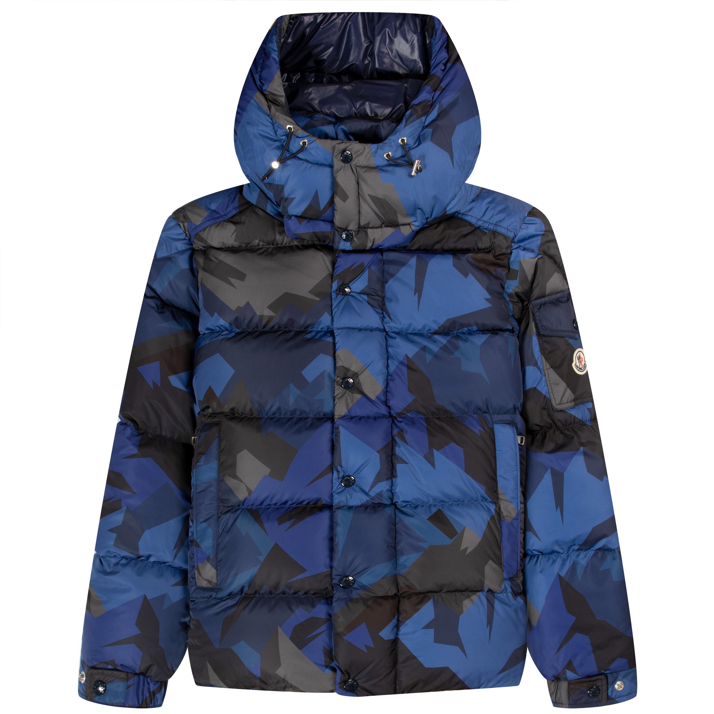 Moncler Mosa Short Down Jacket Blue black grey for Men Lyst UK