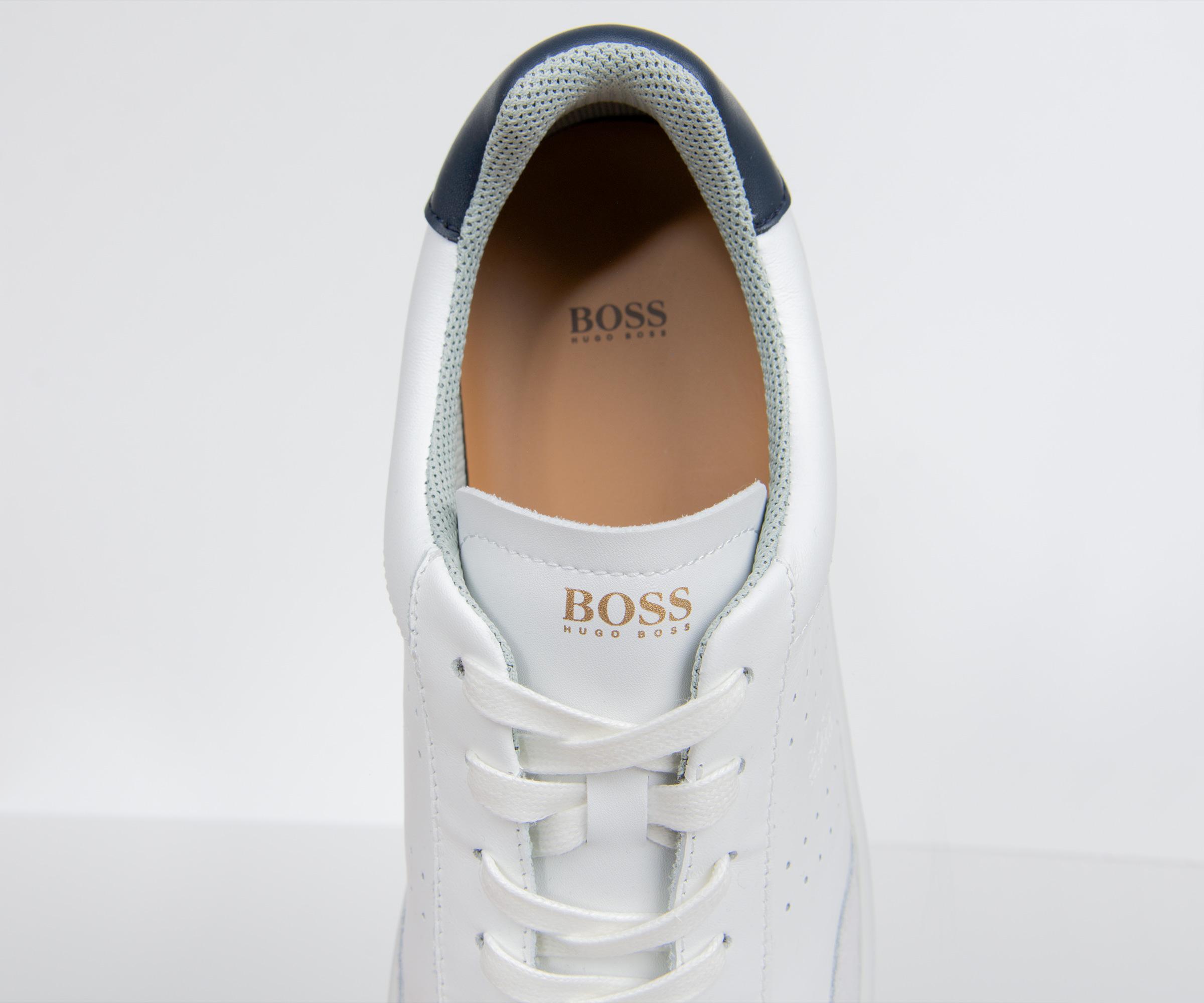 HUGO Leather Boss 'ribeira' Tennis Sneaker White for Men - Lyst