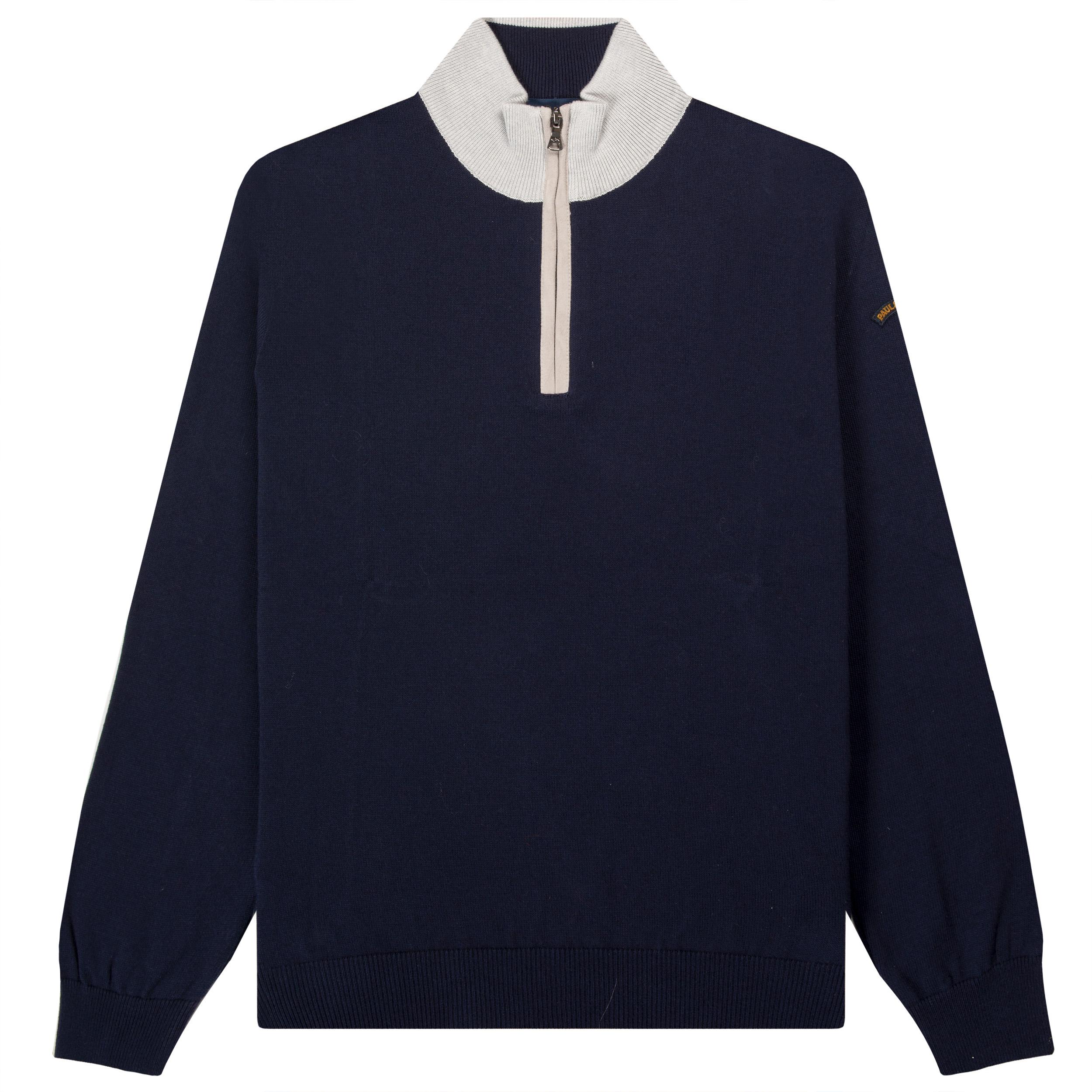 Paul Shark Contrast Collar 1 4 Zip Sweatshirt Navy in Blue for