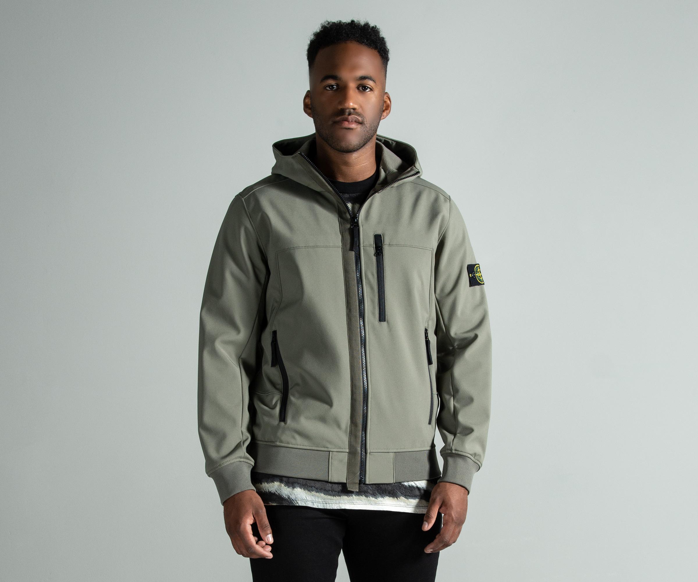 Stone Island Fleece 'soft Shell-r' Hooded Jacket Olive in Green for Men -  Lyst