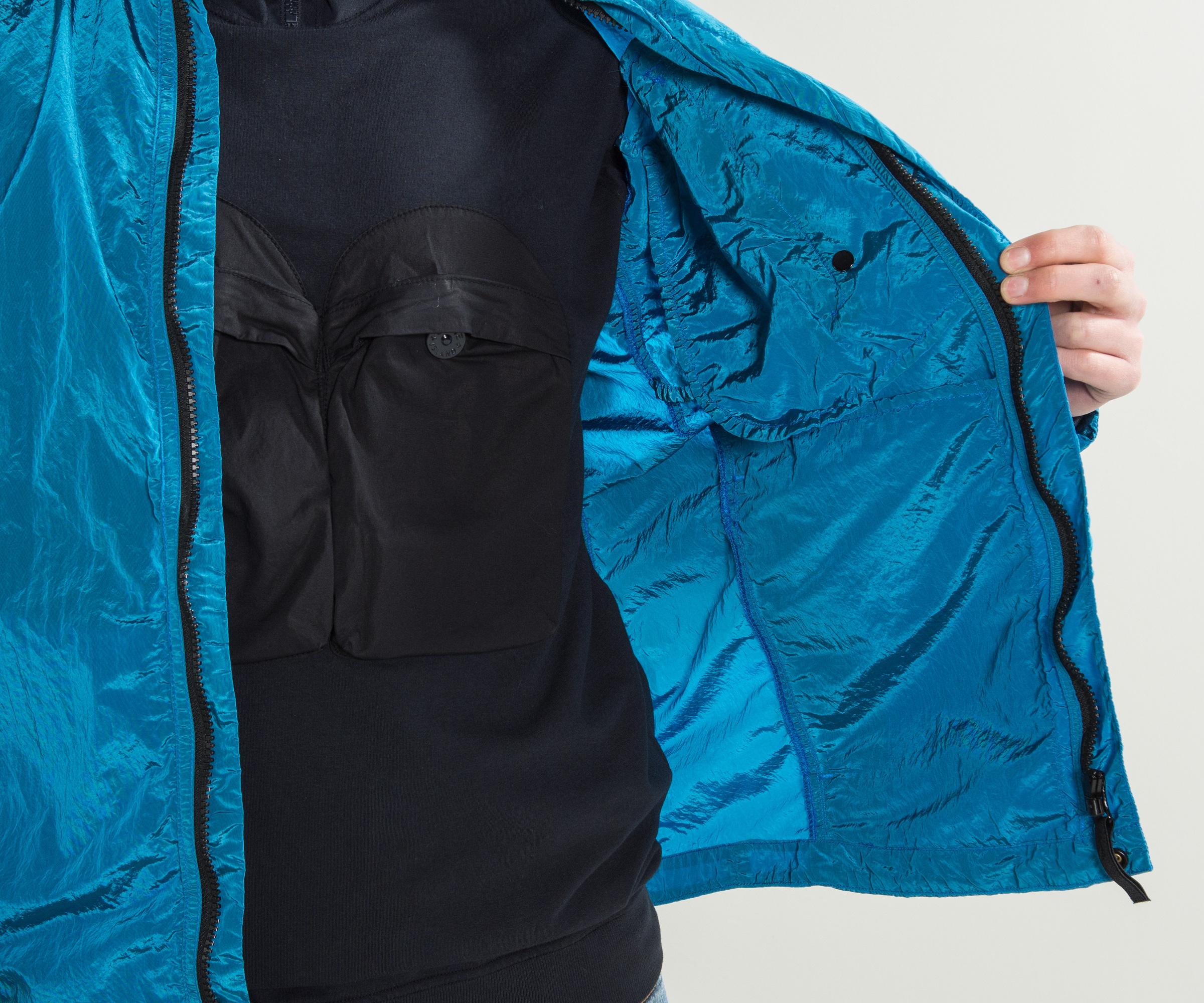 stone island blue nylon metal overshirt