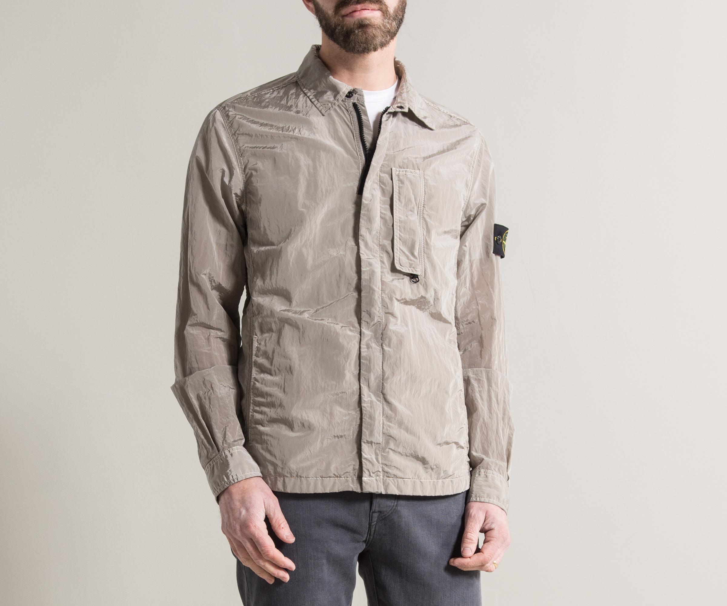 Stone Island Synthetic Nylon Metal Overshirt Silver for Men | Lyst
