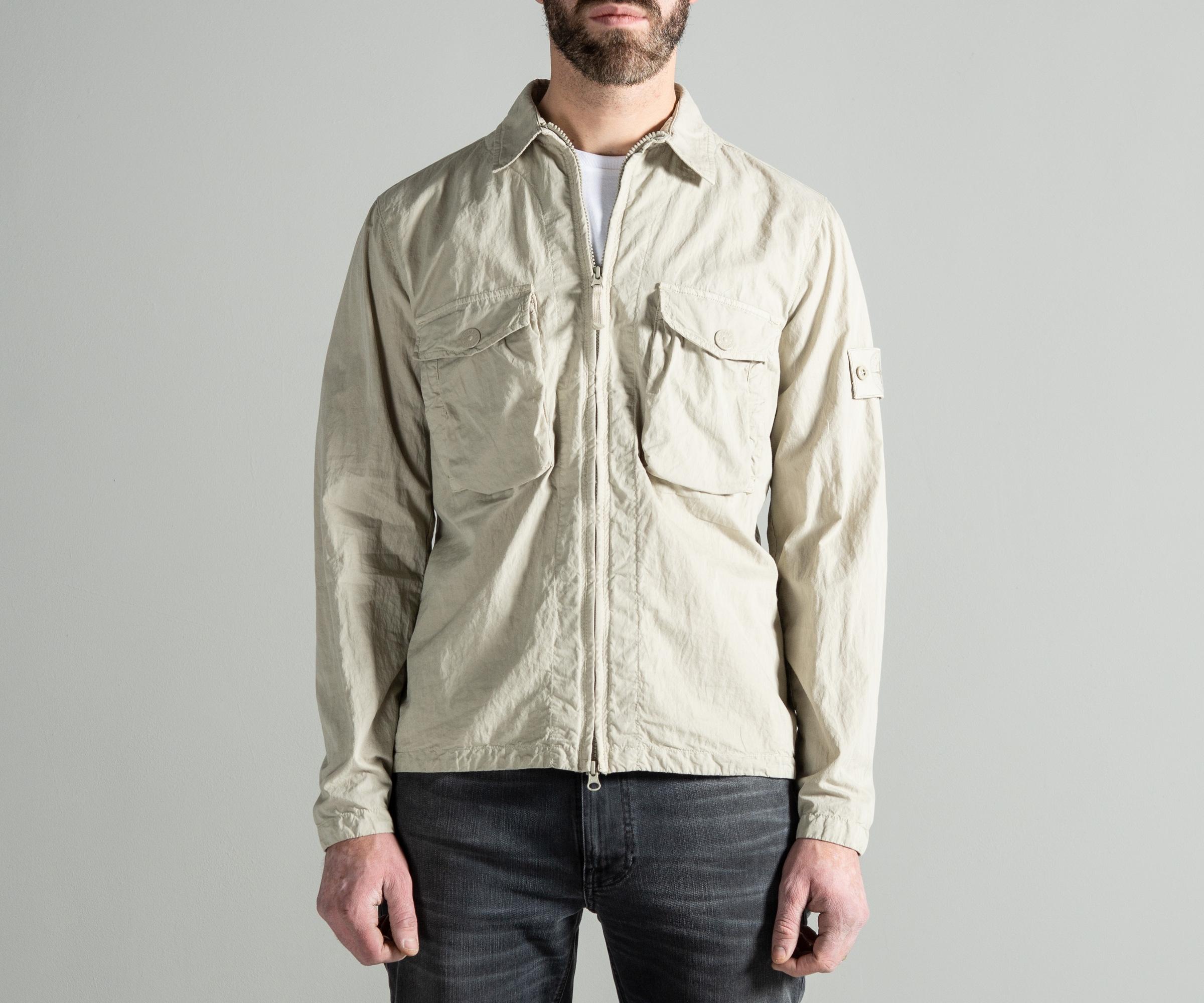 Stone Island 'ghost Collection' Resin Cotton Zip Overshirt Beige in Stone  (Natural) for Men | Lyst UK