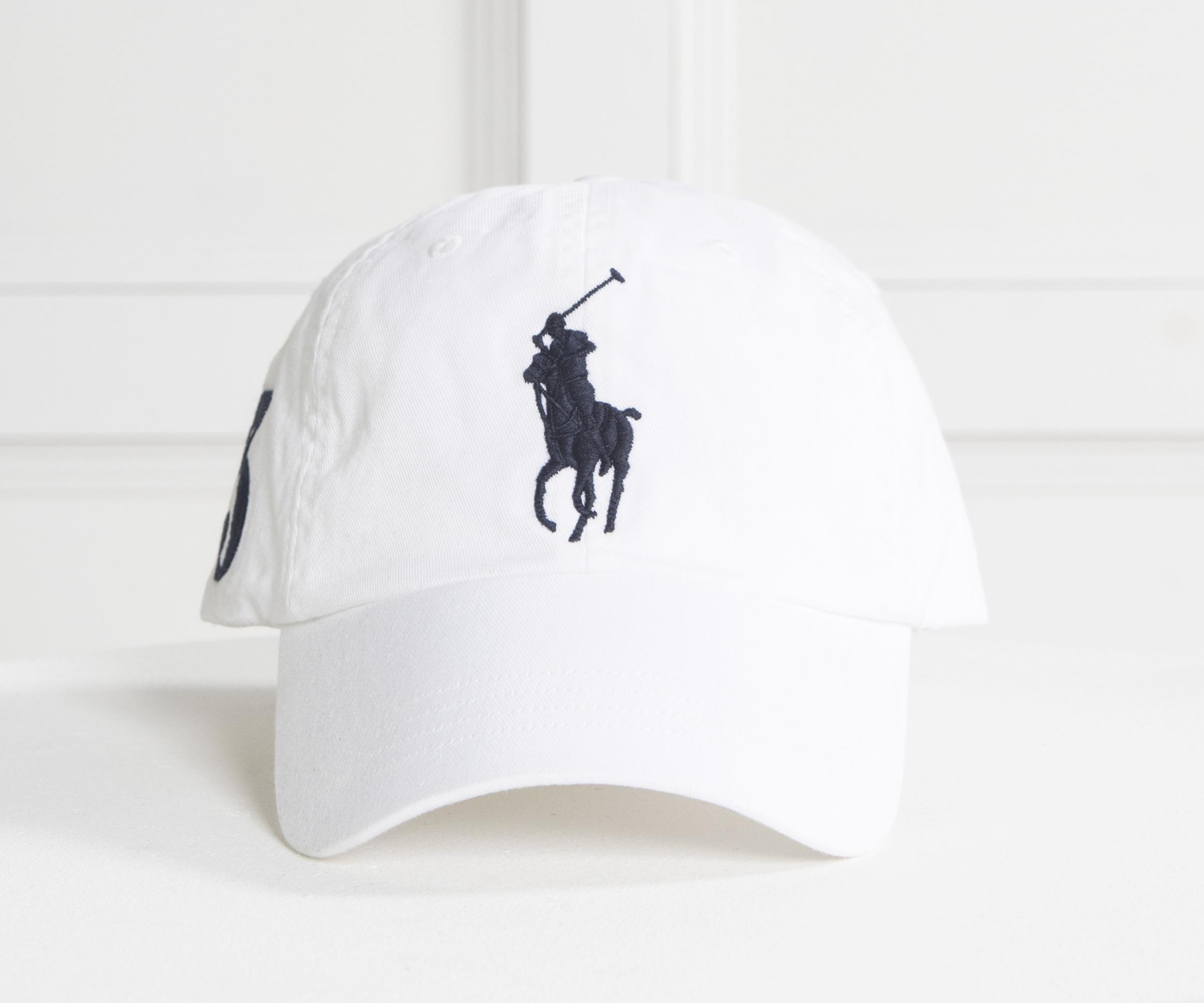 black polo hat with white horse