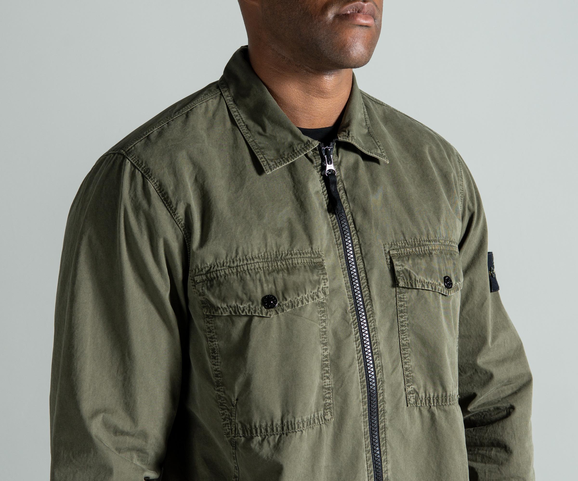 Stone Island Cotton 'old Effect' Overshirt Military Green for Men - Lyst