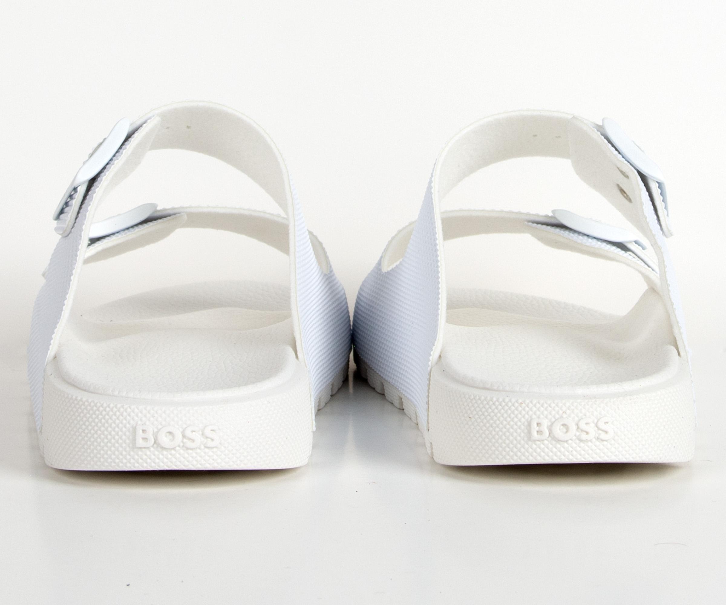 NEW HUGO BOSS men\'s surfley twin-strap sandals in white HUGO Surfley Double-Strap Slide Sandals | Casual Shoes  main image 4