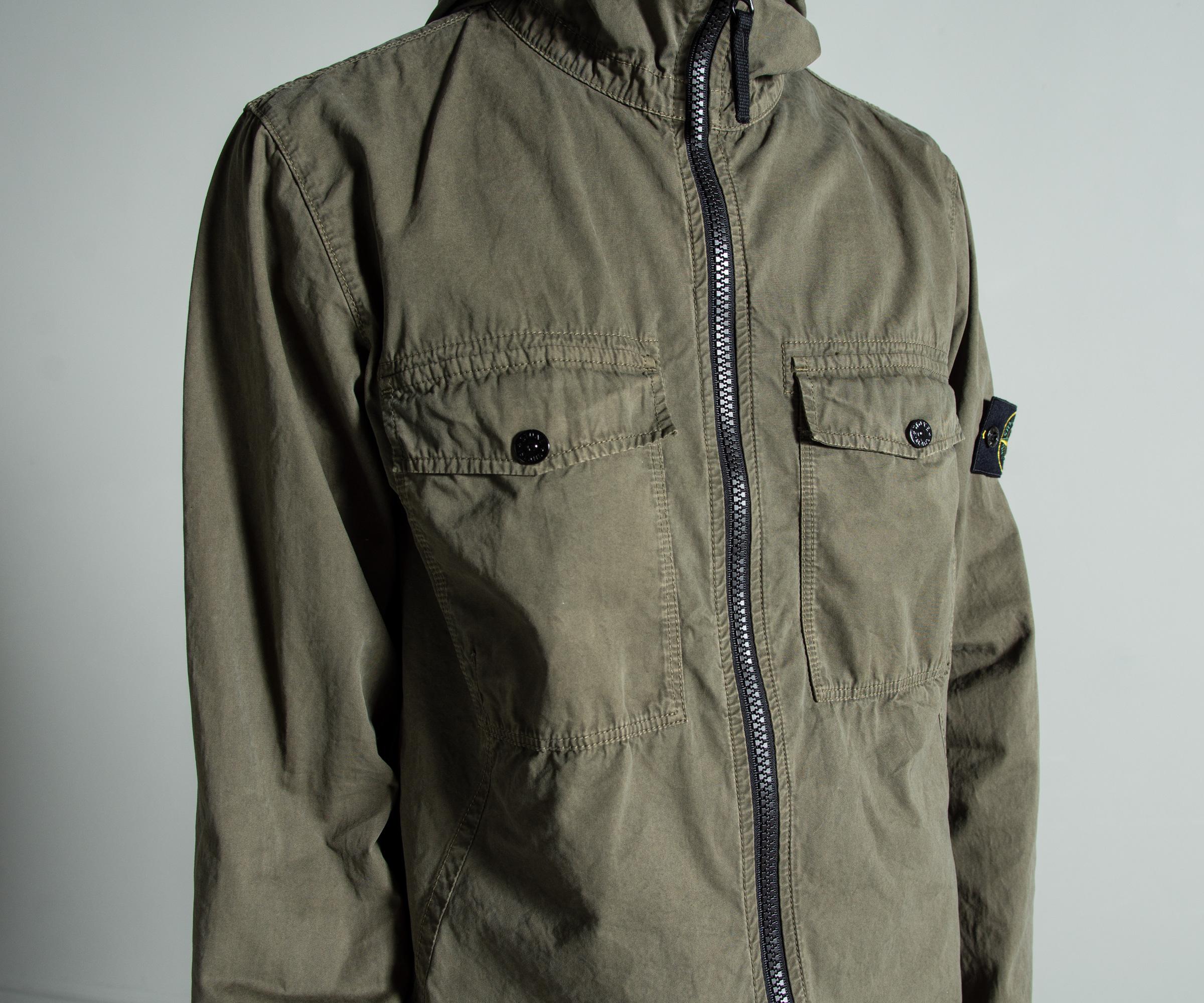 Stone Island 'old Effect' Hooded Overshirt Military Green for Men | Lyst UK
