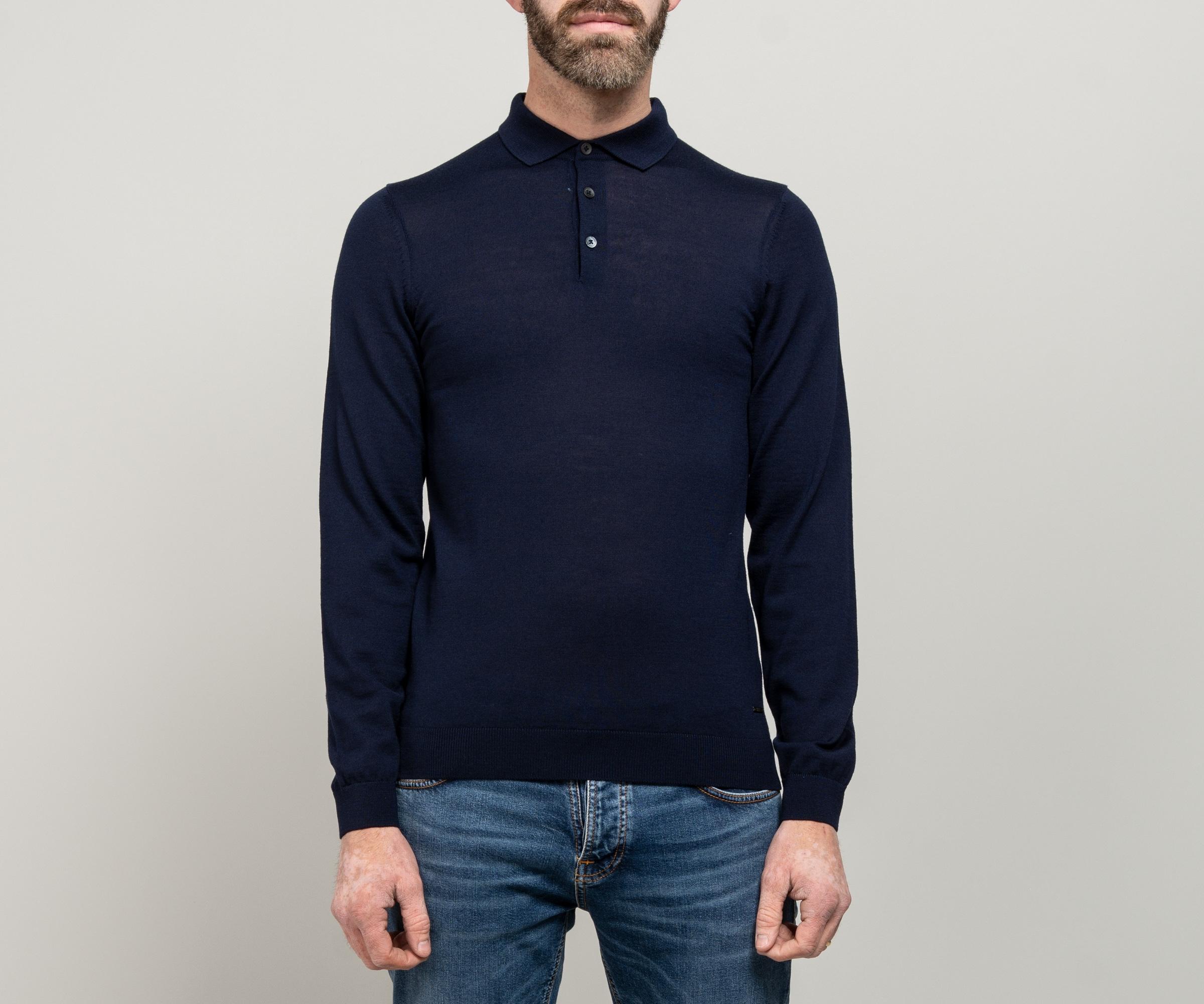 hugo boss navy long sleeve polo