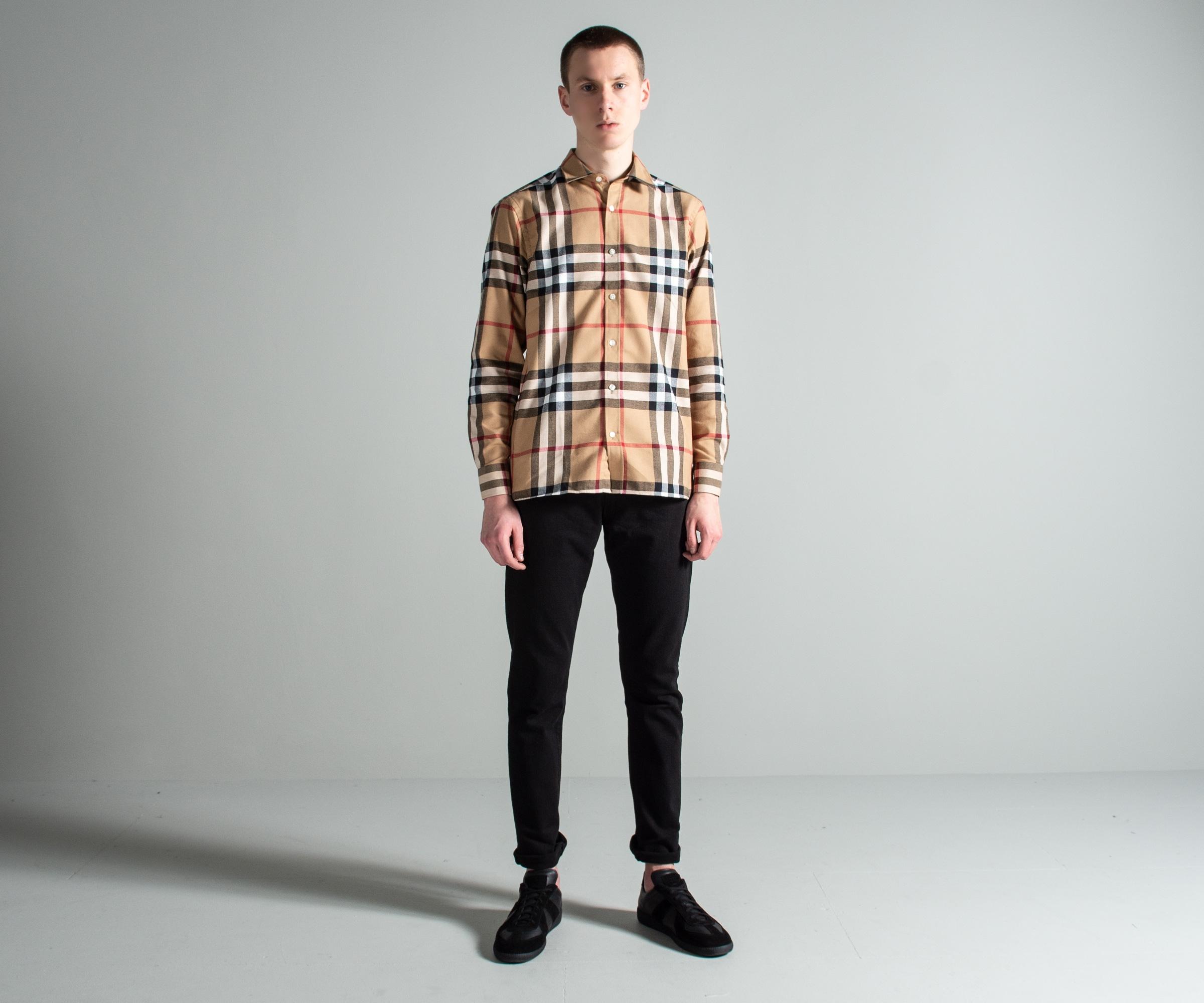 Burberry 'richard' Check Cotton Flannel Shirt Camel for ...