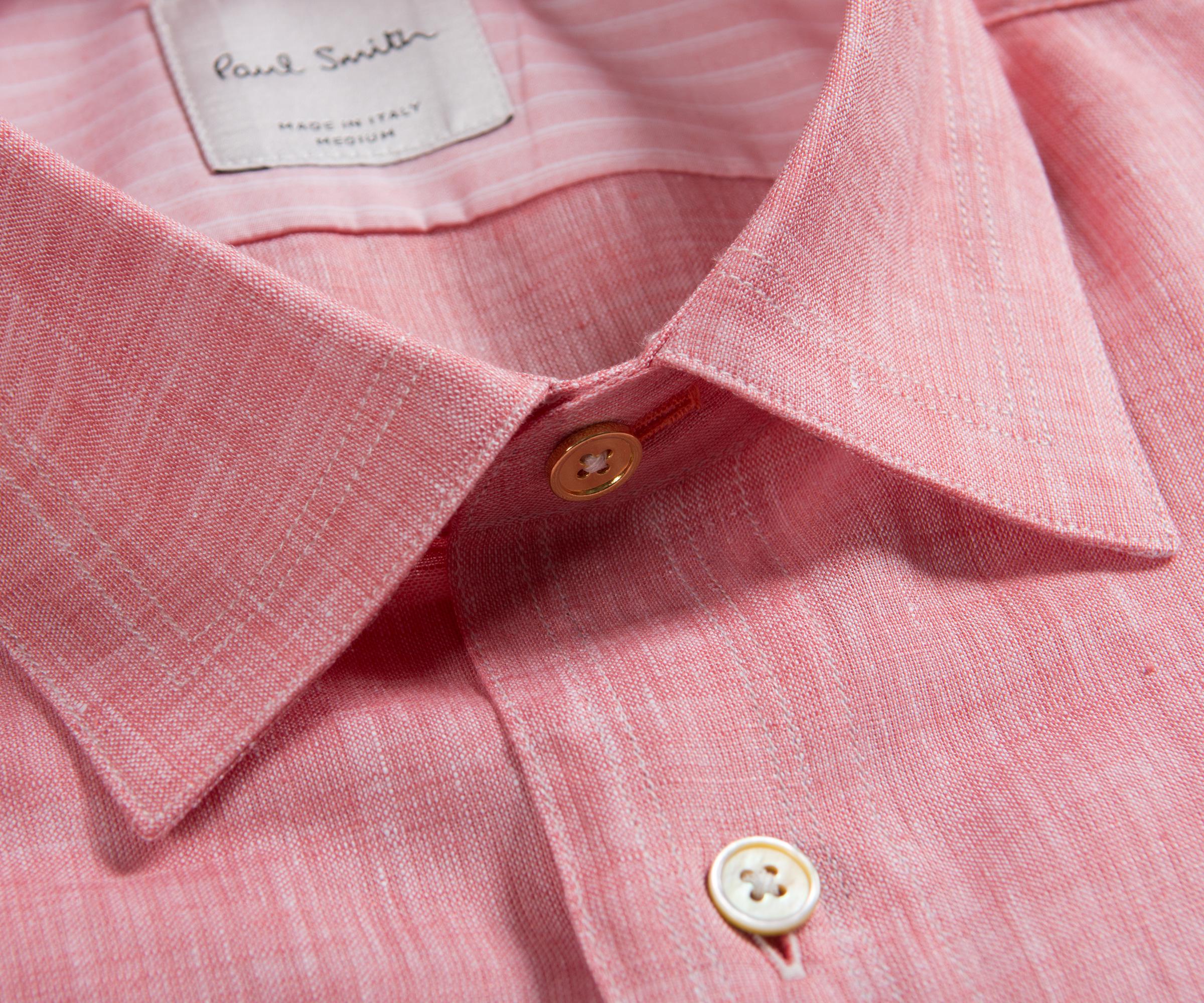 Paul Smith Made In Italy Short Sleeve Linen Shirt Salmon Pink for Men ...