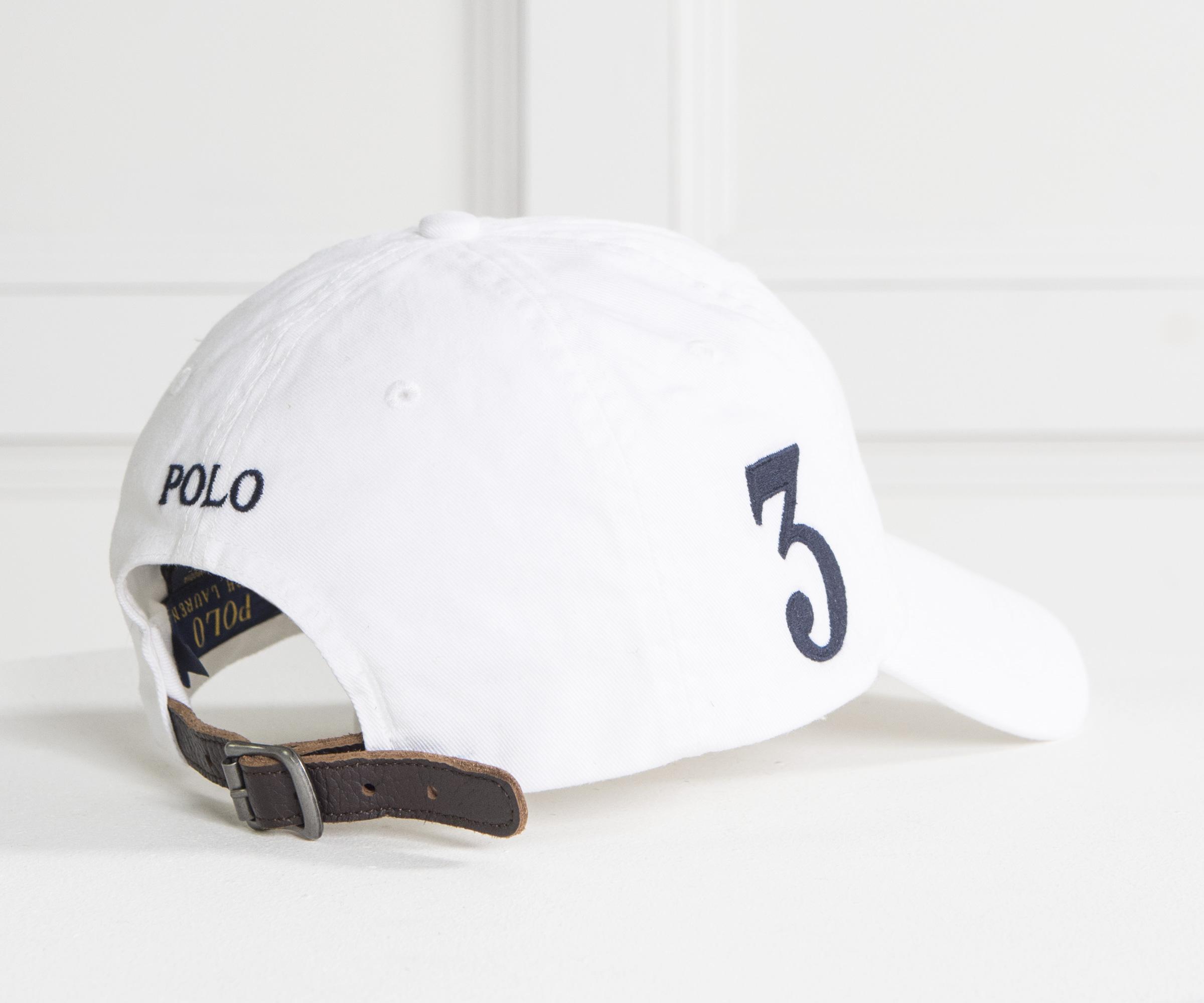 black polo hat with white horse