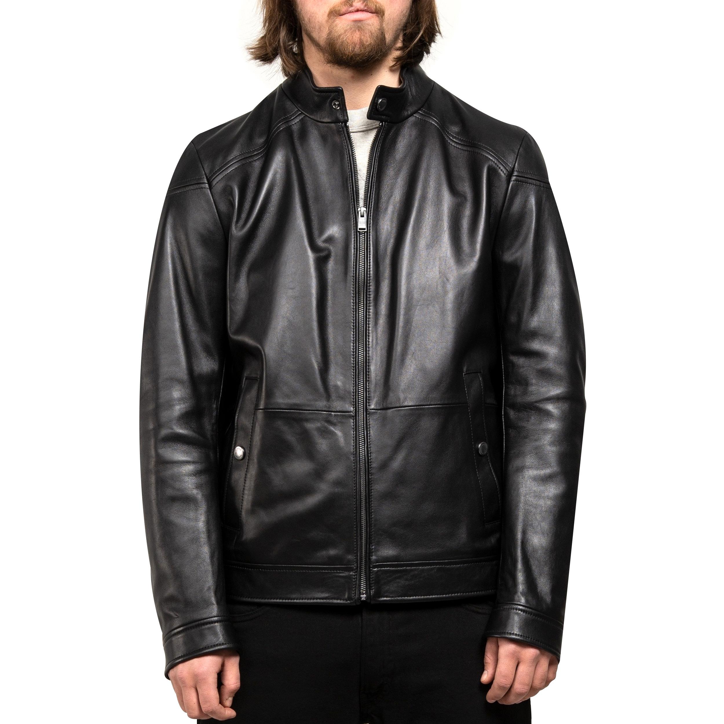 BOSS by Hugo Boss 'nocan' Leather Jacket Black for Men - Lyst