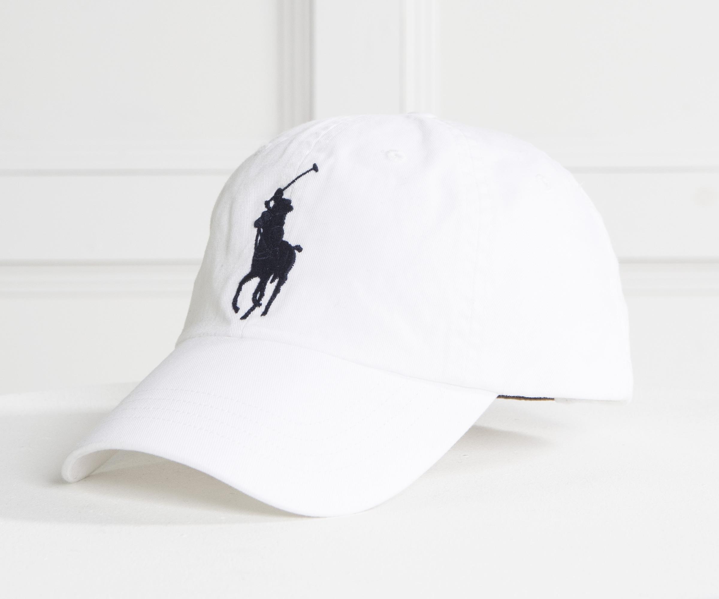 black polo hat with white horse
