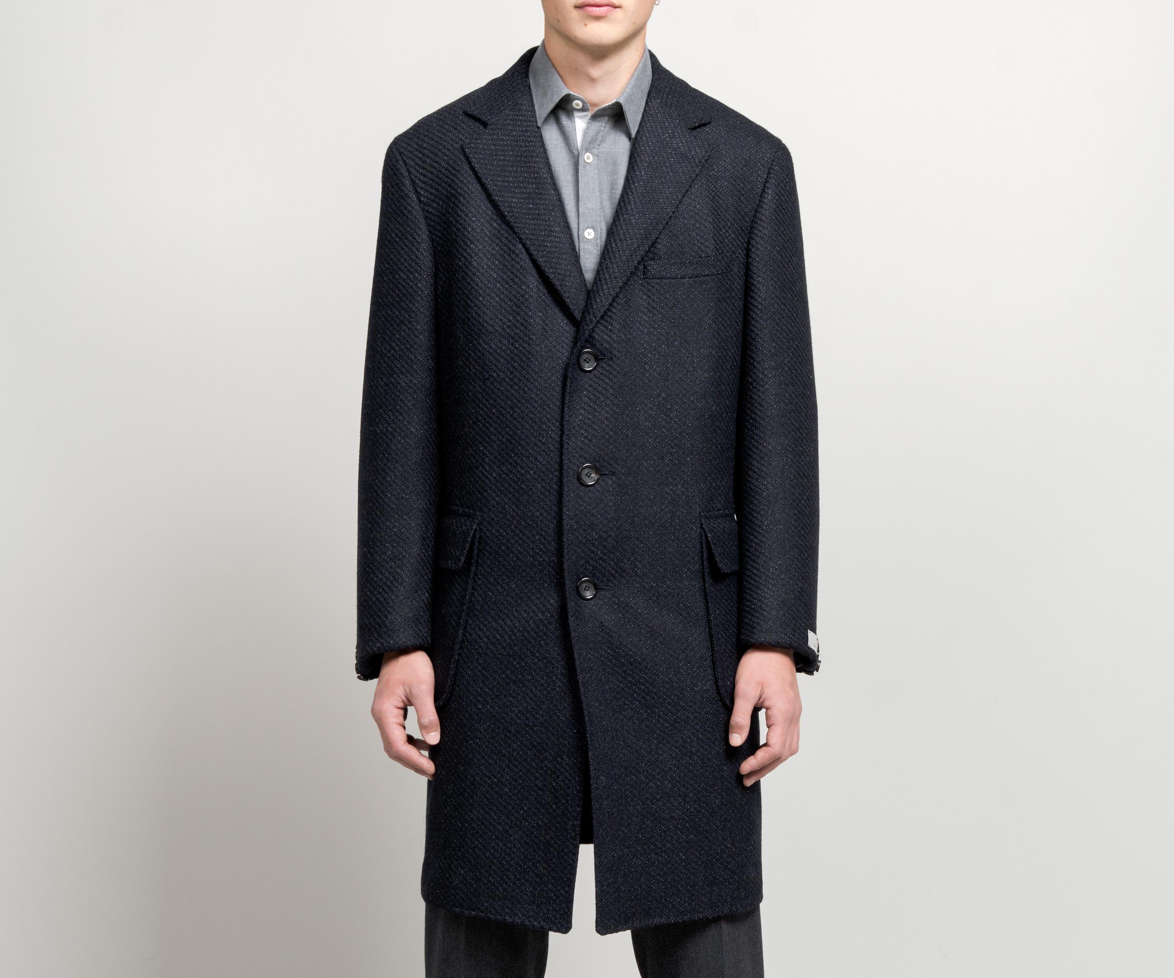Canali 'kei' Speckled Detail Overcoat Navy in Blue for Men - Lyst
