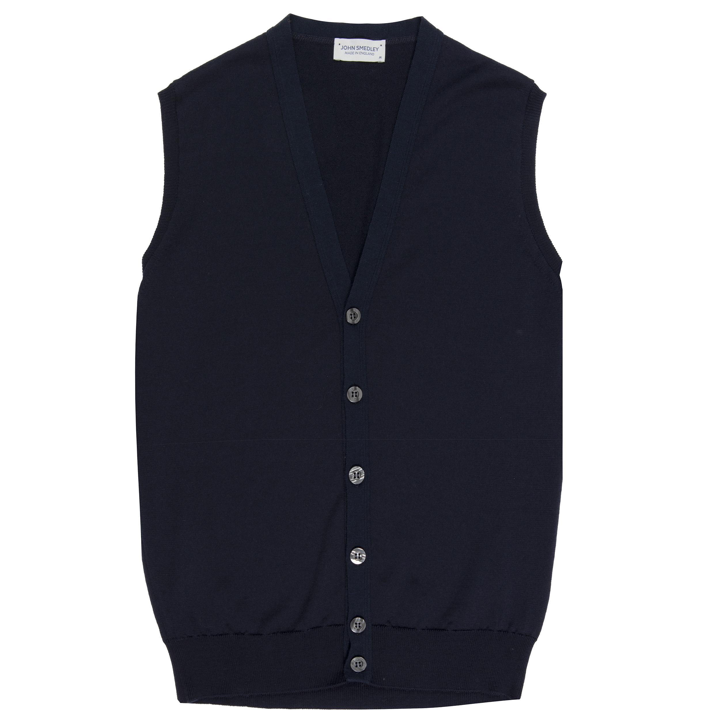 John Smedley Stavely Merino Knitted Waistcoat Cardigan Midnight Navy in Blue for Men Lyst UK