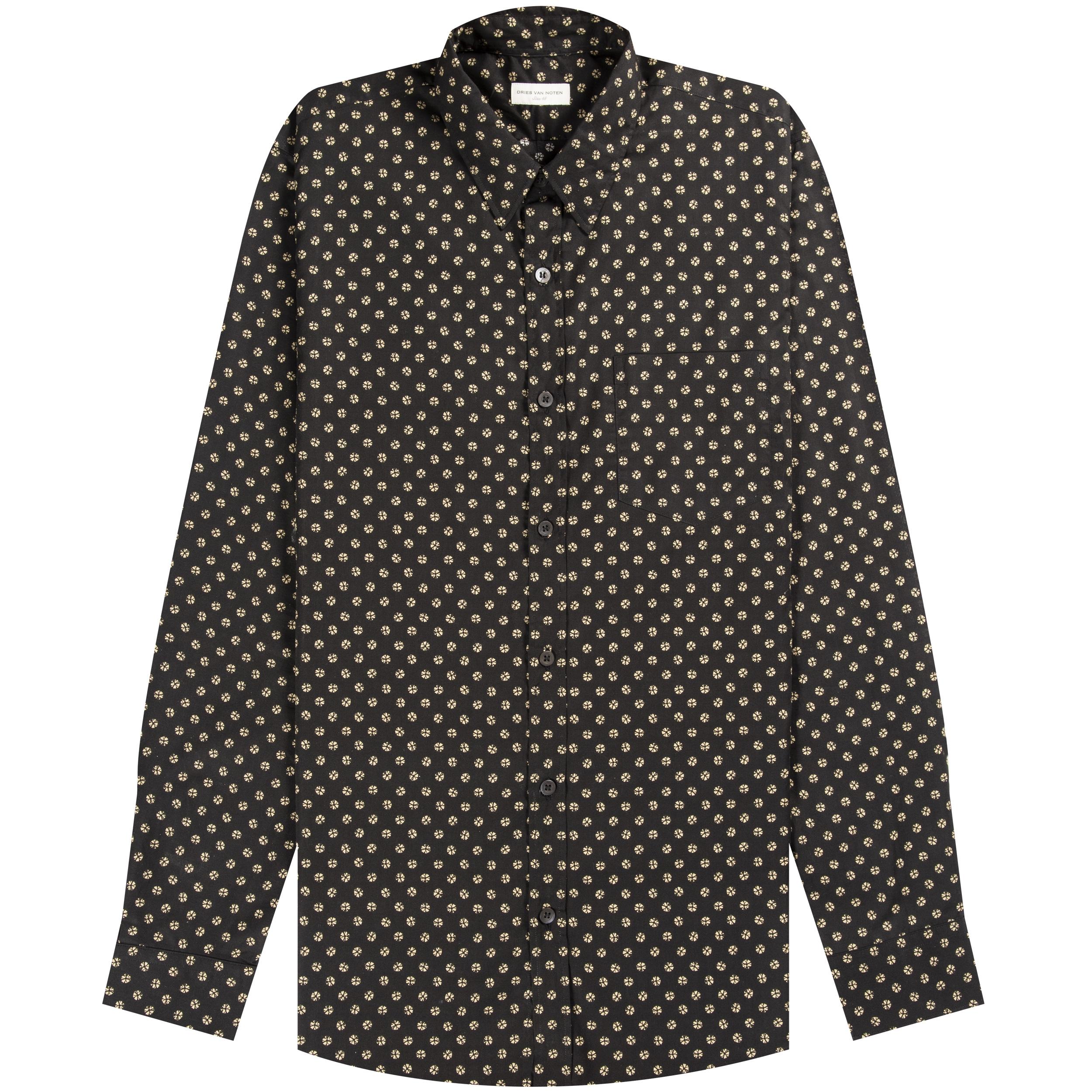 Dries Van Noten Cotton 'corbin' Sequin Shirt Black for Men - Lyst