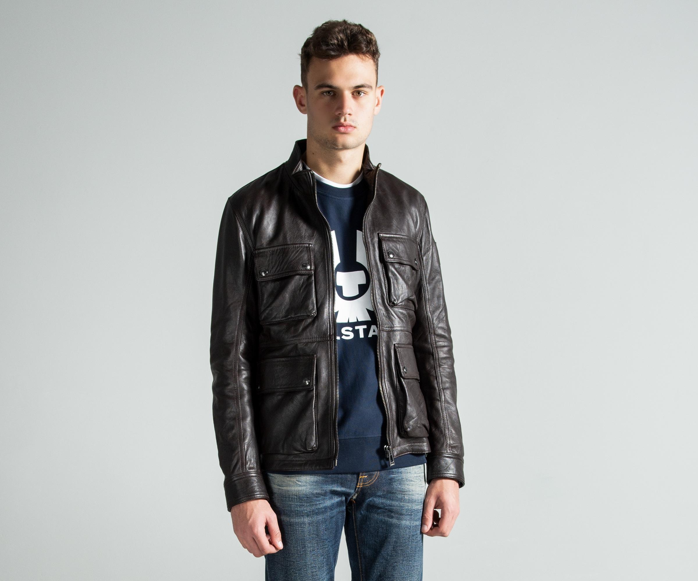 Pockets 'new Brad' Leather Jacket Brown for Men - Lyst