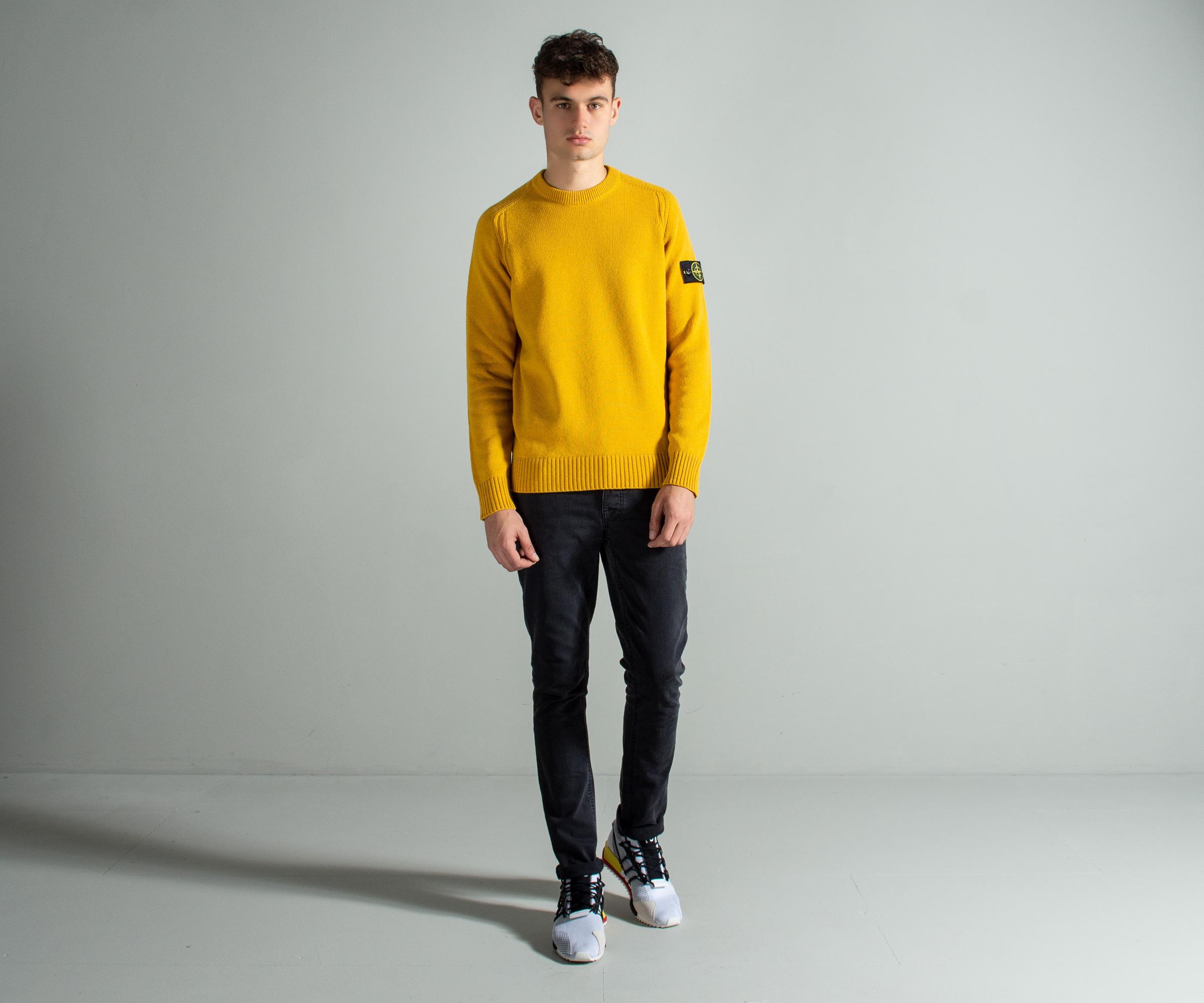 Stone Island Wool Crew Neck Knit Mustard in Yellow for Men - Lyst