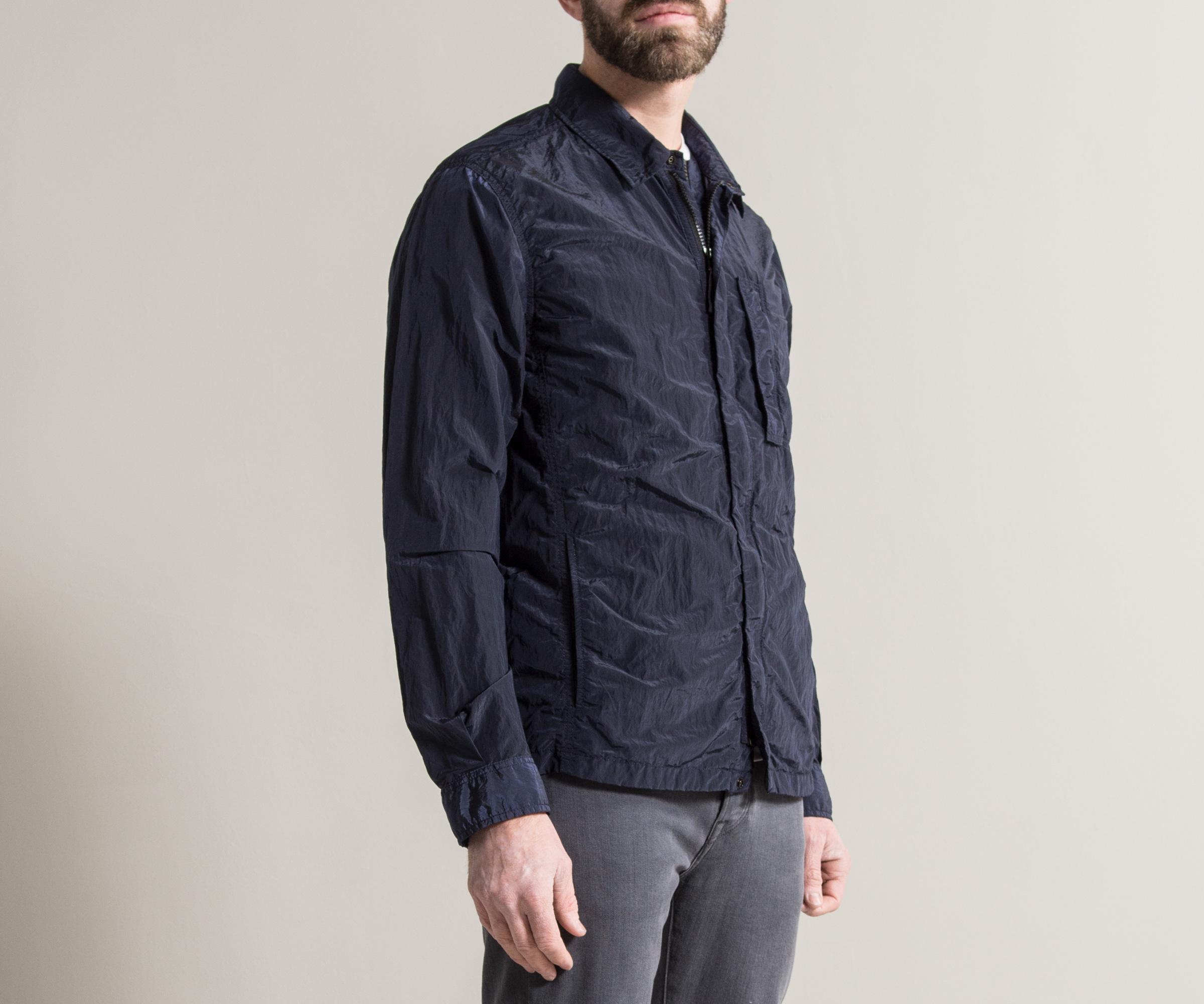 blue nylon stone island overshirt