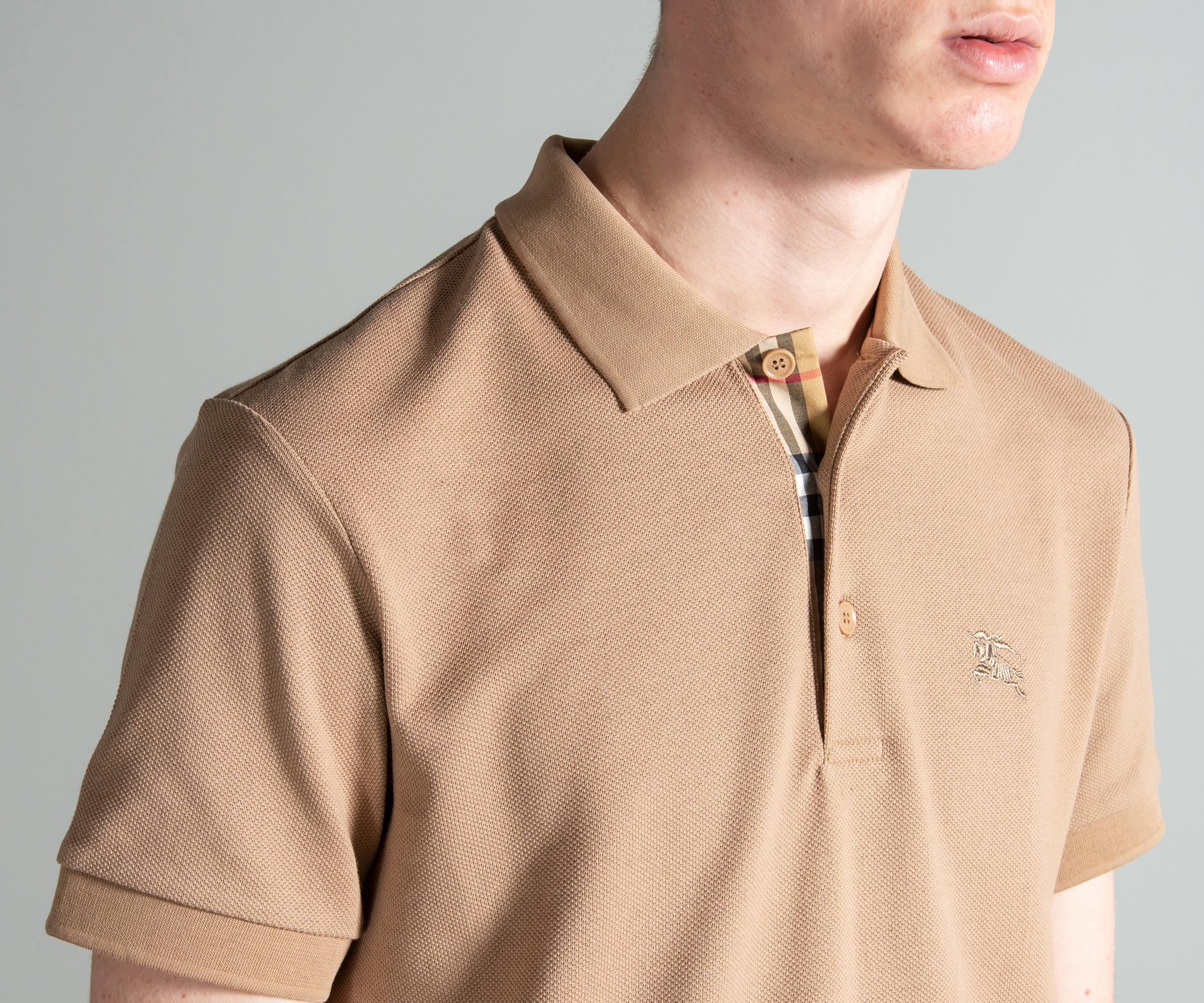 burberry check placket cotton polo shirt > Up to 71% OFF > In stock