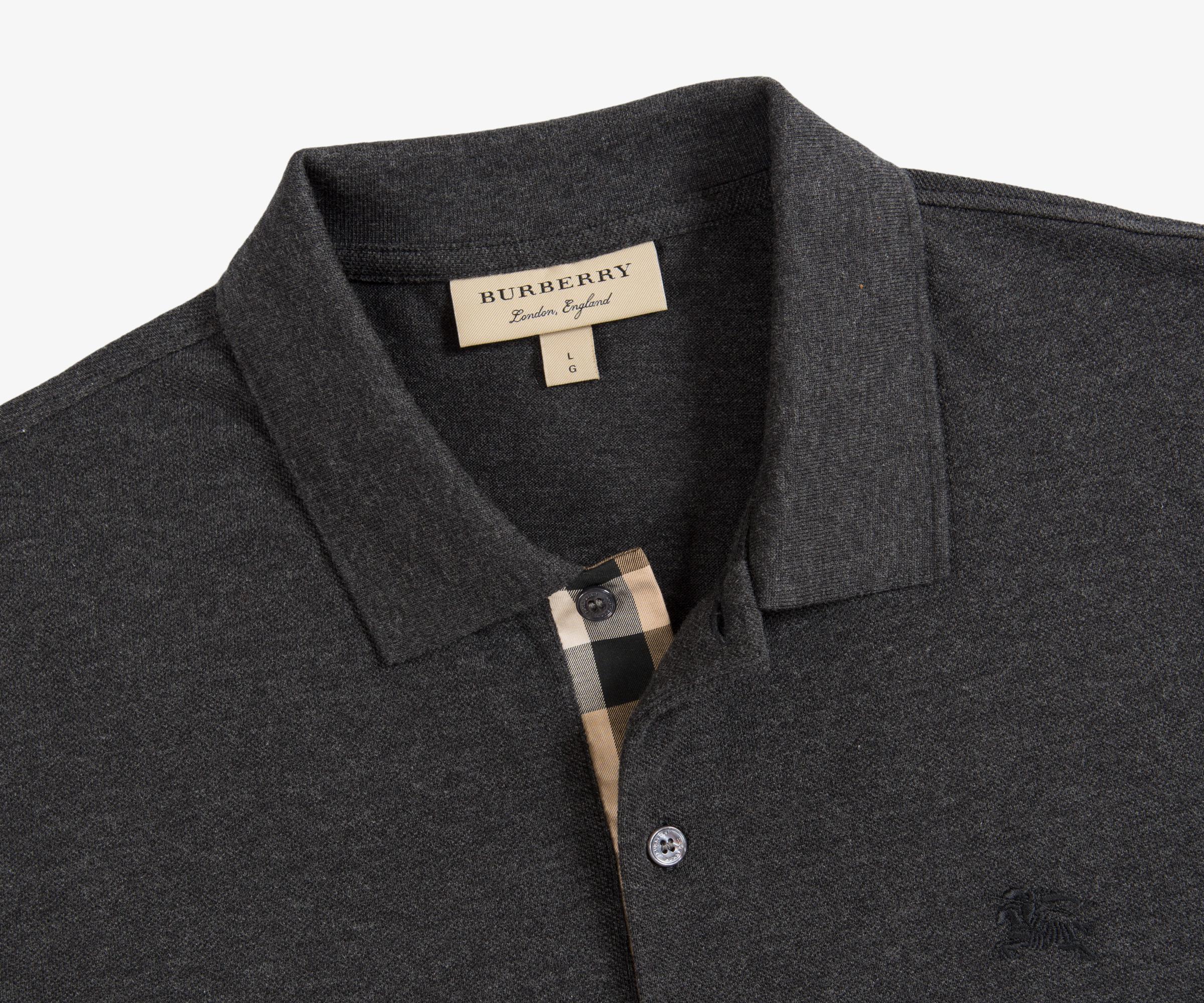 Burberry Iconic Checked Placket 'oxford' Polo Dark Charcoal in Grey for Men  | Lyst UK