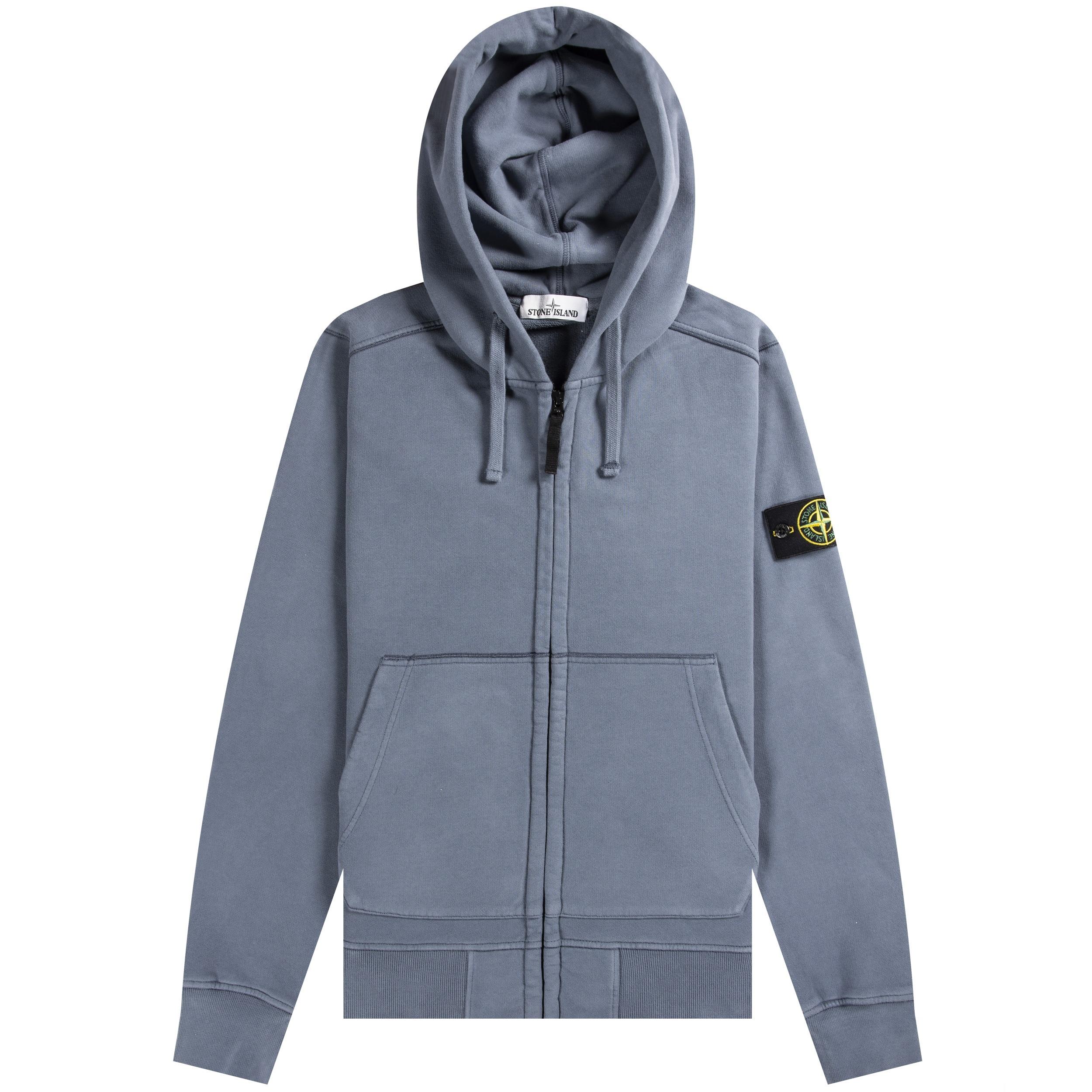 Stone Island Cotton Full-zip Hoody Avio Blue for Men - Lyst