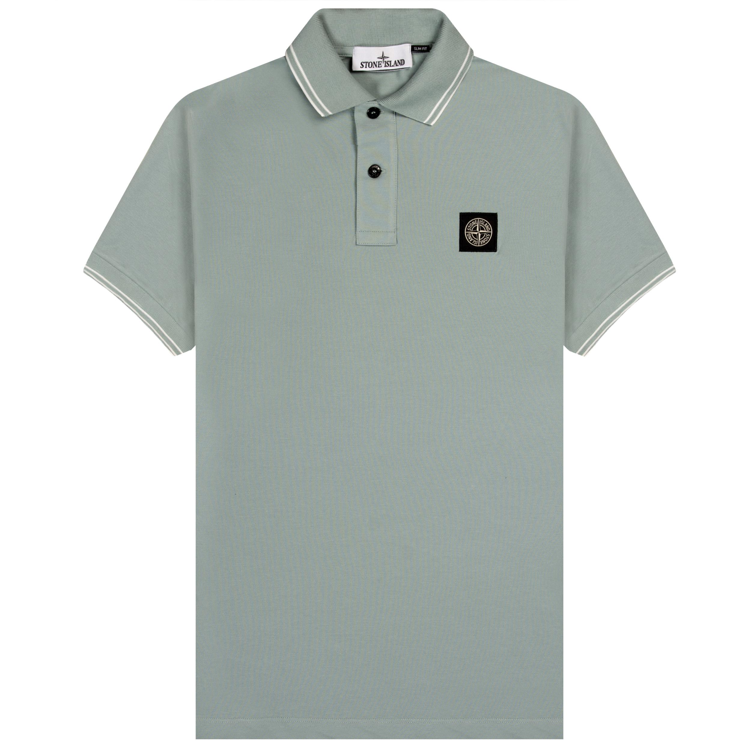 Stone Island Slim Fit Patch Logo Ss Polo Sky Blue in Green for Men ...