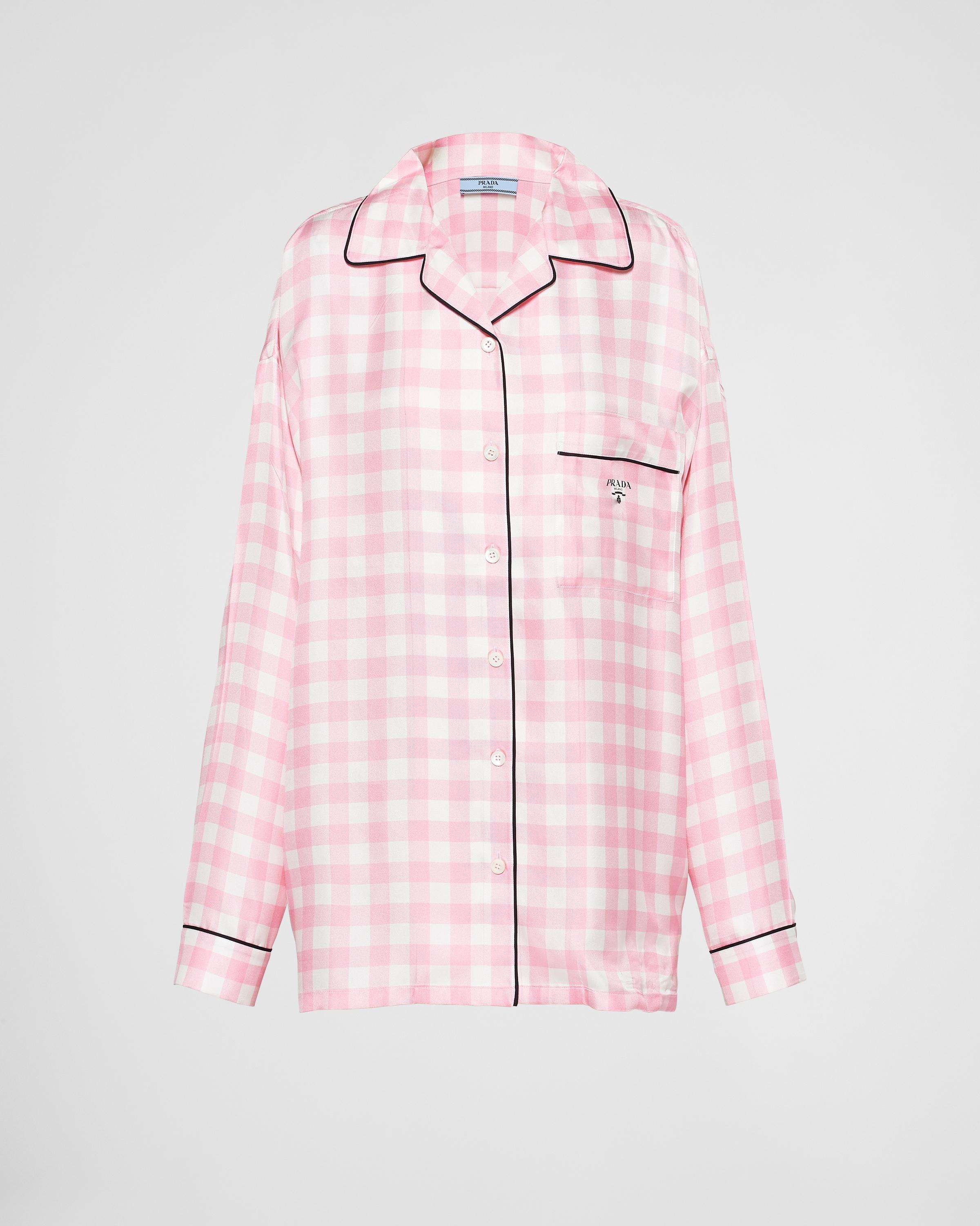 Prada Gingham Check Twill Shirt in Pink | Lyst
